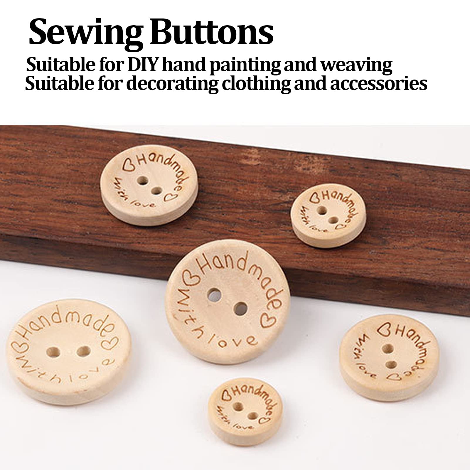 140 Pièces Boutons En Bois, 2 Trous Ronde Bouton Pour Couture Artisanat