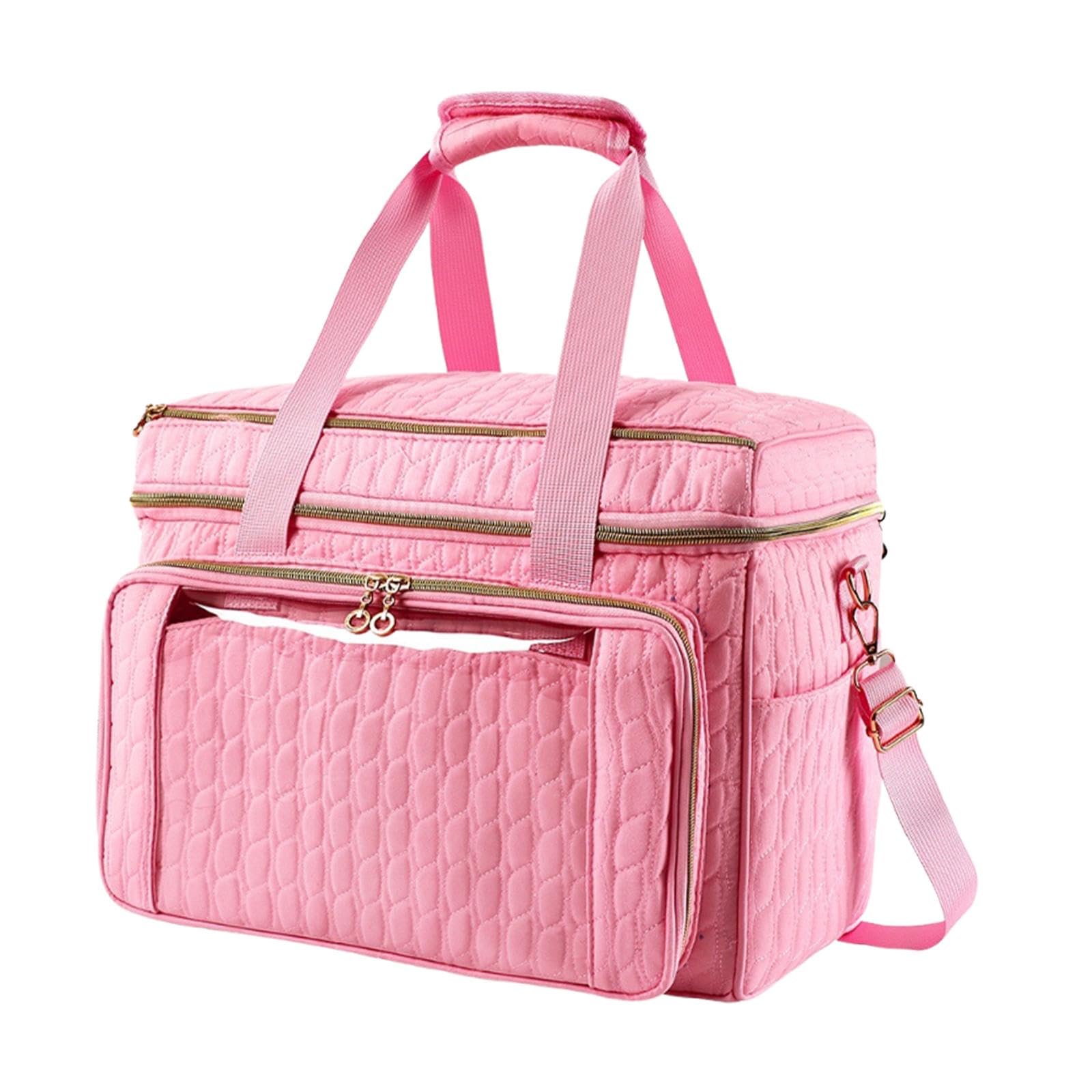 Bolsa para Bolsa para Organizar Estambre Estuche para Ganchillos Bolso de Tejer con Múltiples Bolsillos Tela Resistente Adecuada para Manualidad, Rosa, Individual