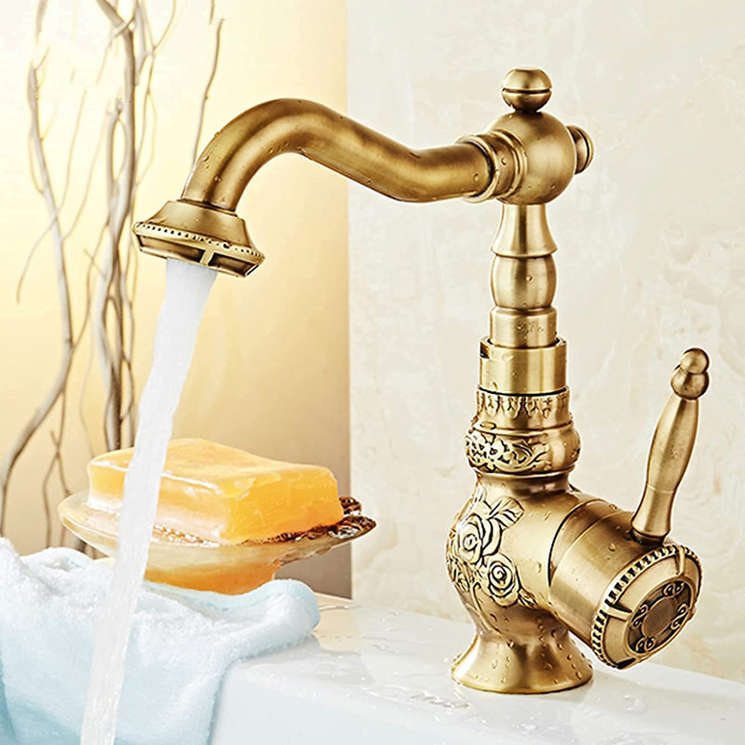 Robinet de salle de bain en laiton mitigeur rétro pivotant pour lavabo