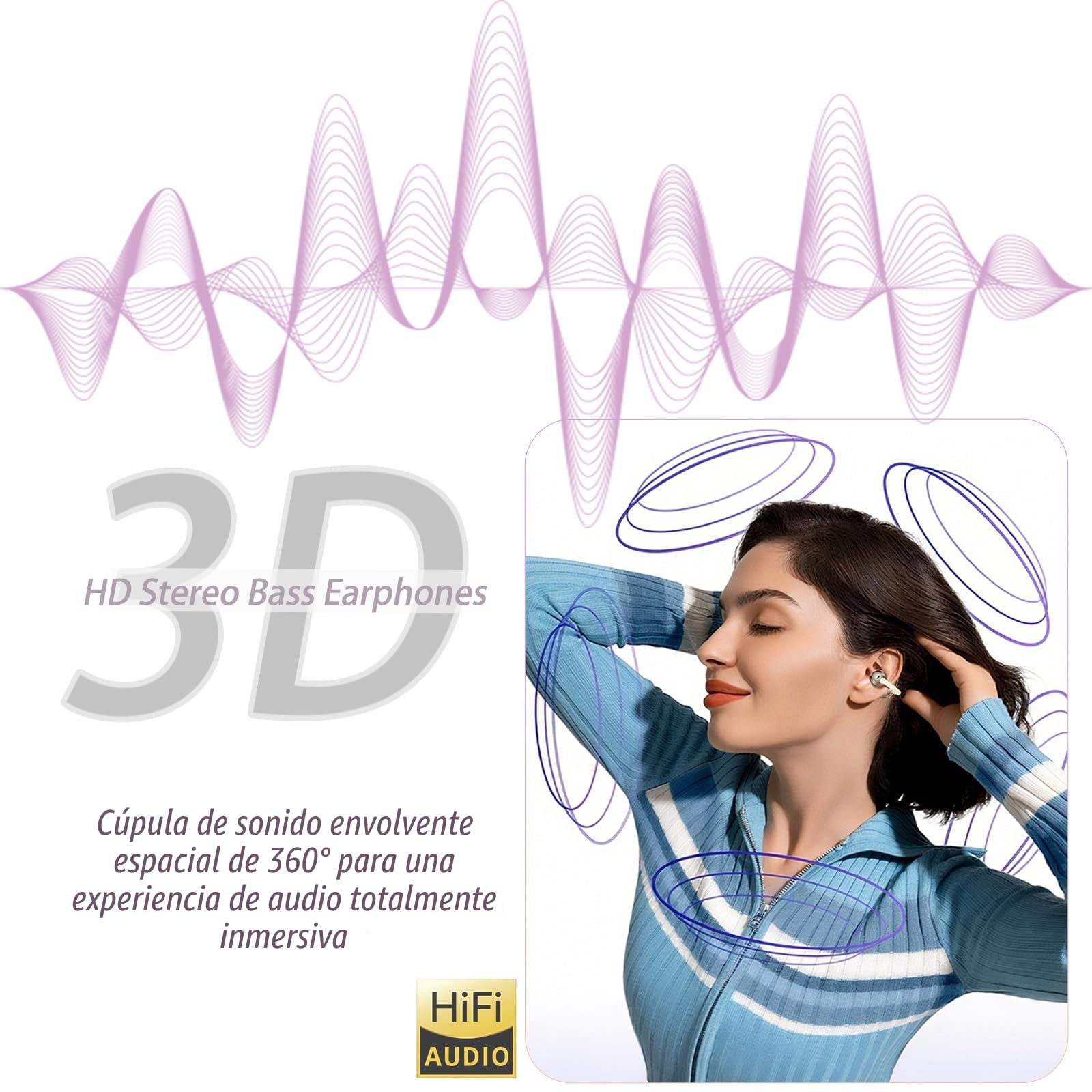 Auriculares Bluetooth Inalámbricos, Audífonos de Oreja Abierta, Clip para Orejas, 4,5g Ultraligeros,Bluetooth 5.49, Audio Direccional,45h Autonomía, iOS y Android,Ideal para Llamadas,Oficina y Deporte