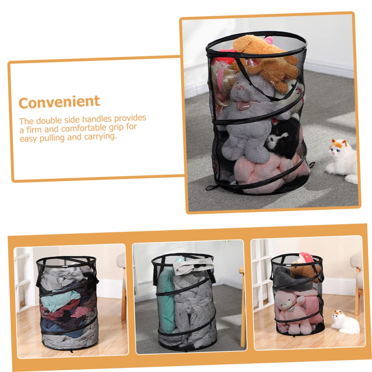 Garneck Clothes Storage Basket Collapsible Laundry Organizer for Household Use