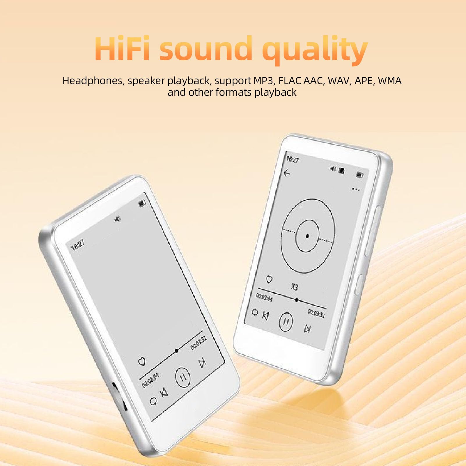 MP3 Player with Bluetooth 5.0, Music Player with 2.7in Ink Screen, HiFi Sound, E Book, Mini Design, for Home Outdoor Travel School
