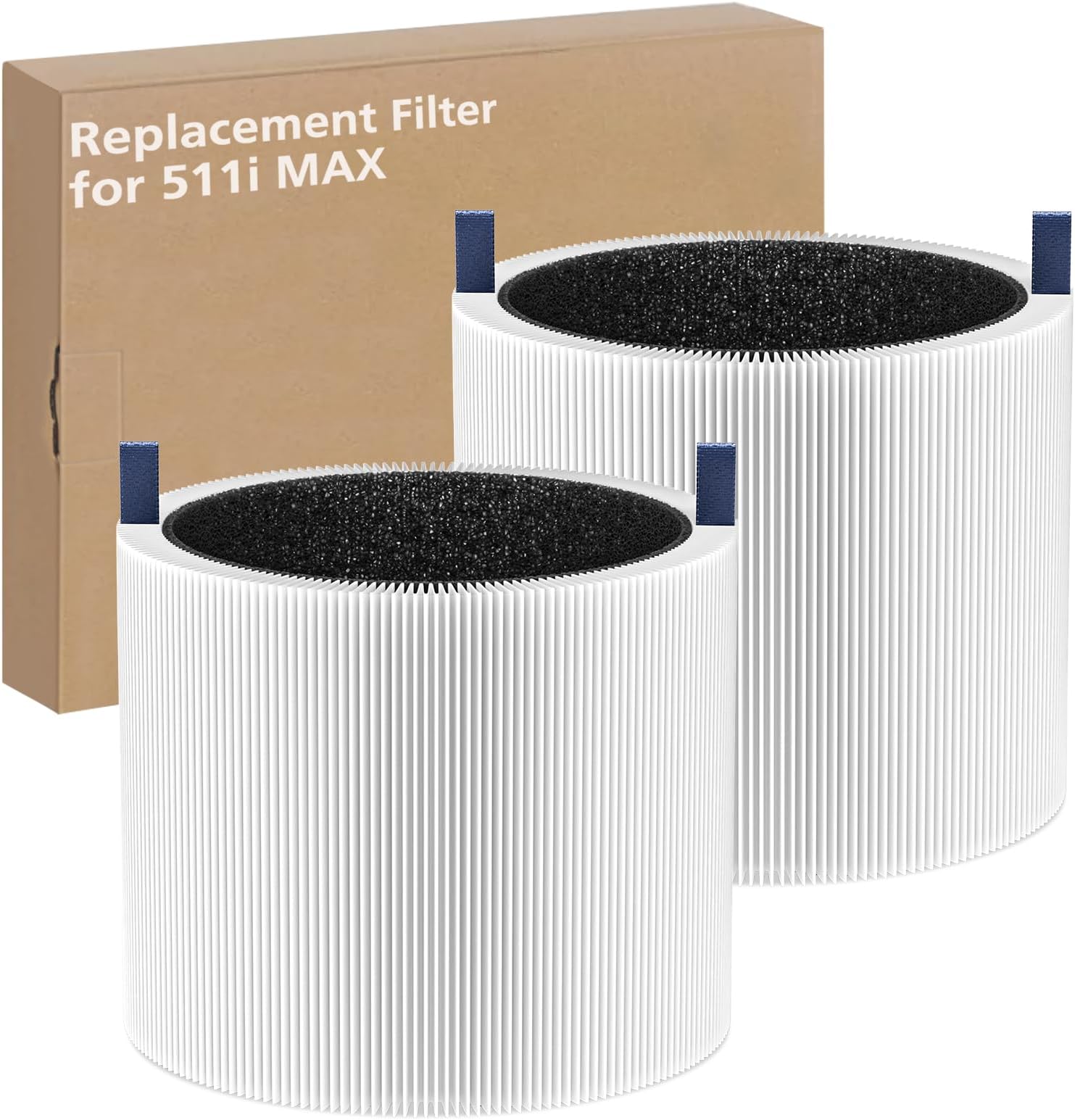 2-pack 511i MAX Replacement Filter Compatible with BLUEAIR HEPASilent Air Cleaner, Blue Pure F5MAX, Model Blue Pure 511i Max (NOT for 511）