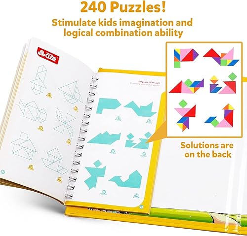 Miniatura 4 de Rompecabezas de viaje Tangram, juego de rompecabezas magnético, juego de viaje por carretera, juegos STEM de disección con solución IQ, juguete