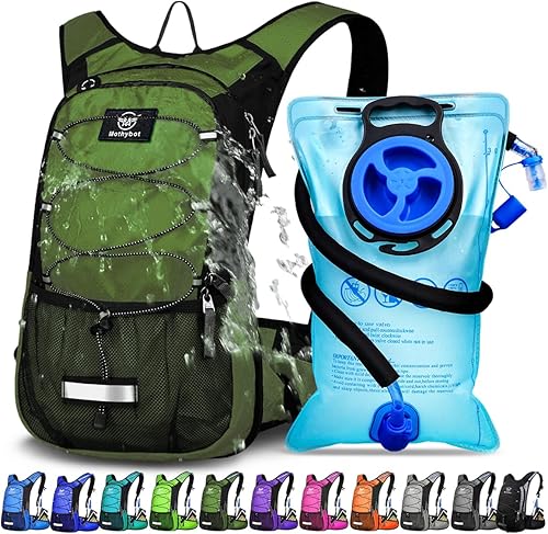 Miniatura 14 de Mochila de Hidratación Aislada con Vejiga de Agua de 3L Libre de BPA a Prueba de Fugas, Mochila de Senderismo Ligera de Gran Almacenamiento con