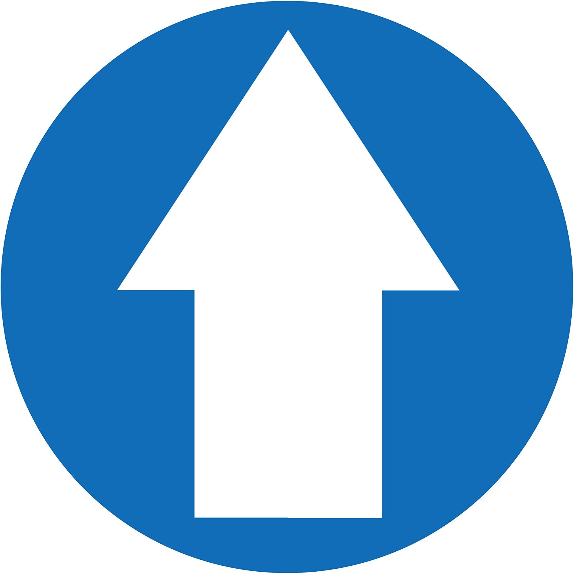 4 x white arrow on blue - social distancing landscape floor safety sign self adhesive vinyl weather proof label sticker - 15cm x 15cm - (SC-35)