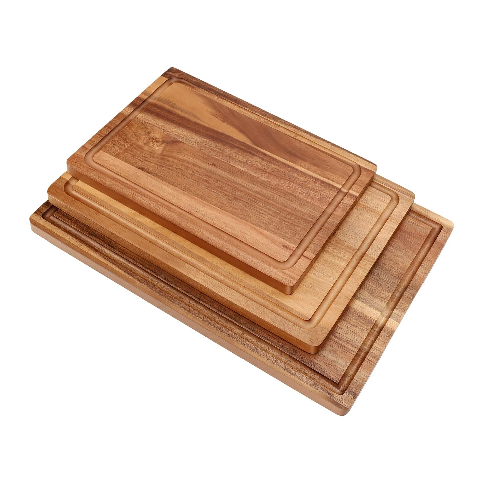 GOWENIC Juego de 3 Tablas de Cortar de Madera Maciza con Soporte de Madera, Tablas de Cortar Embutidos para Cocina, de Servir de de Primera Calidad con Patrones Llamativos, Regalo Ideal para
