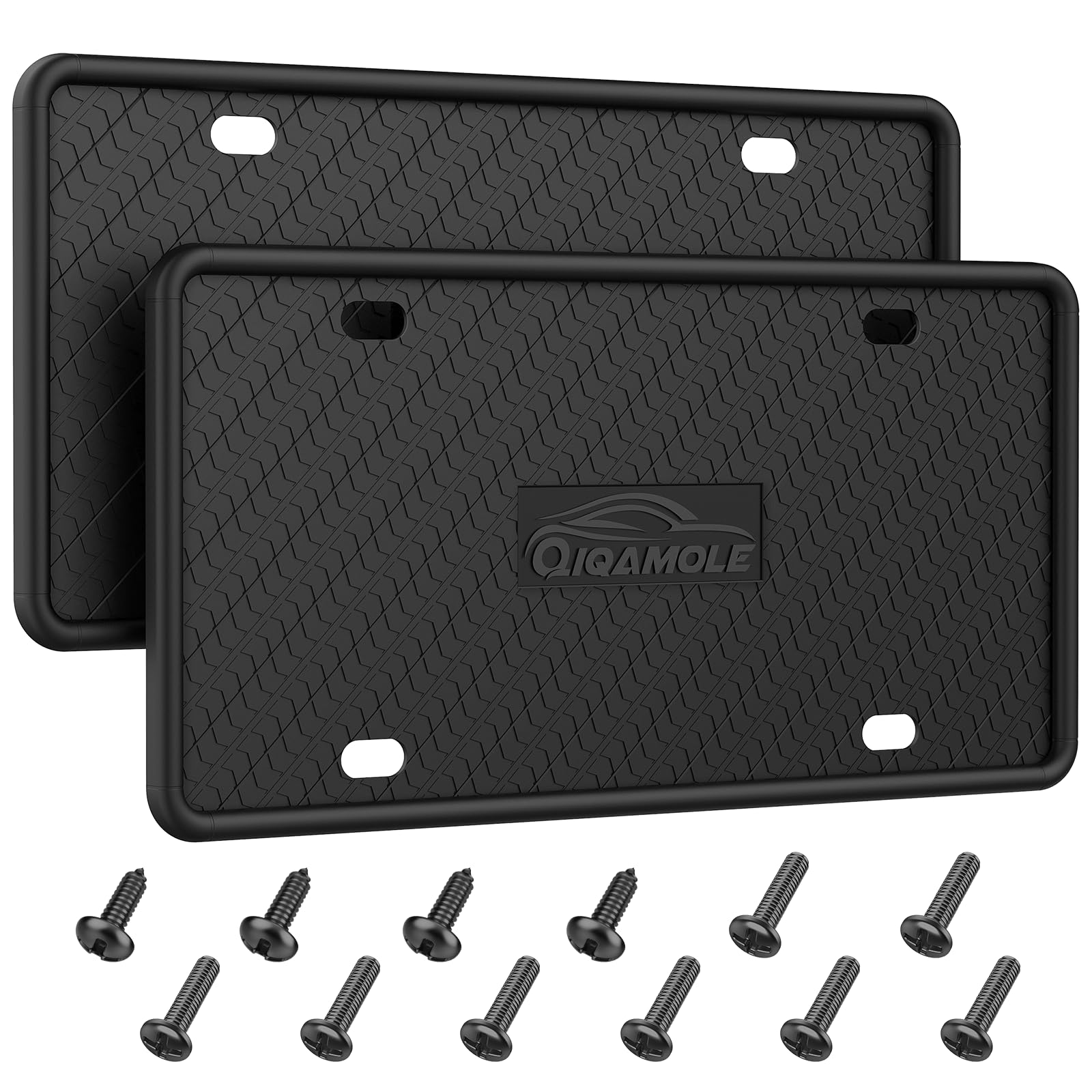 QiqaMole Silicone License Plate Frames, License Plate Holder for US CA Cars, Silicone Car Plate Cover Rustproof & Rattle Proof & Weatherproof Car Accessories (Black 2 Pack)