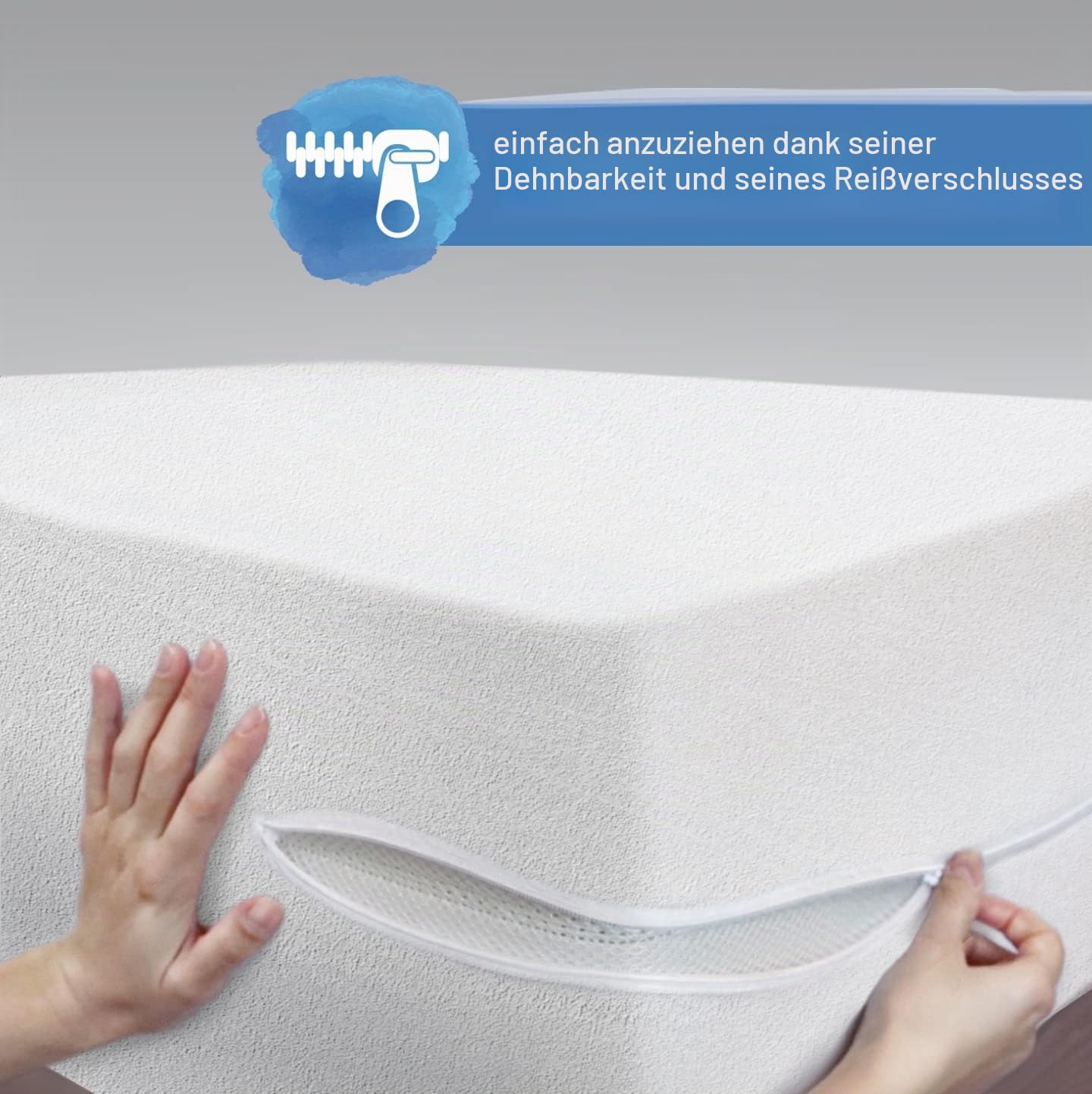 Velfont Matratzenbezug (2er-Pack) 90x200cm Frottee aus Baumwolle mit Reißverschluss Oeko-TEX Zertifiziert