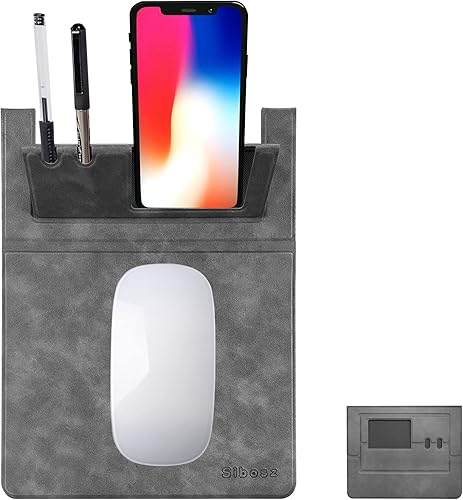 Miniatura 8 de Alfombrilla de mouse de cuero multifuncional, alfombrilla de mouse 3 en 1 con base antideslizante, almohadilla delgada portátil para soporte de