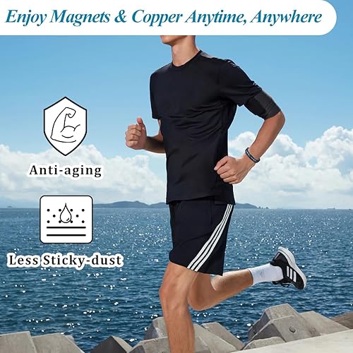 Miniatura 7 de Vicmag Imán magnético de acero de titanio para hombre, brazaletes de doble fila con herramienta de ajuste y caja de regalo