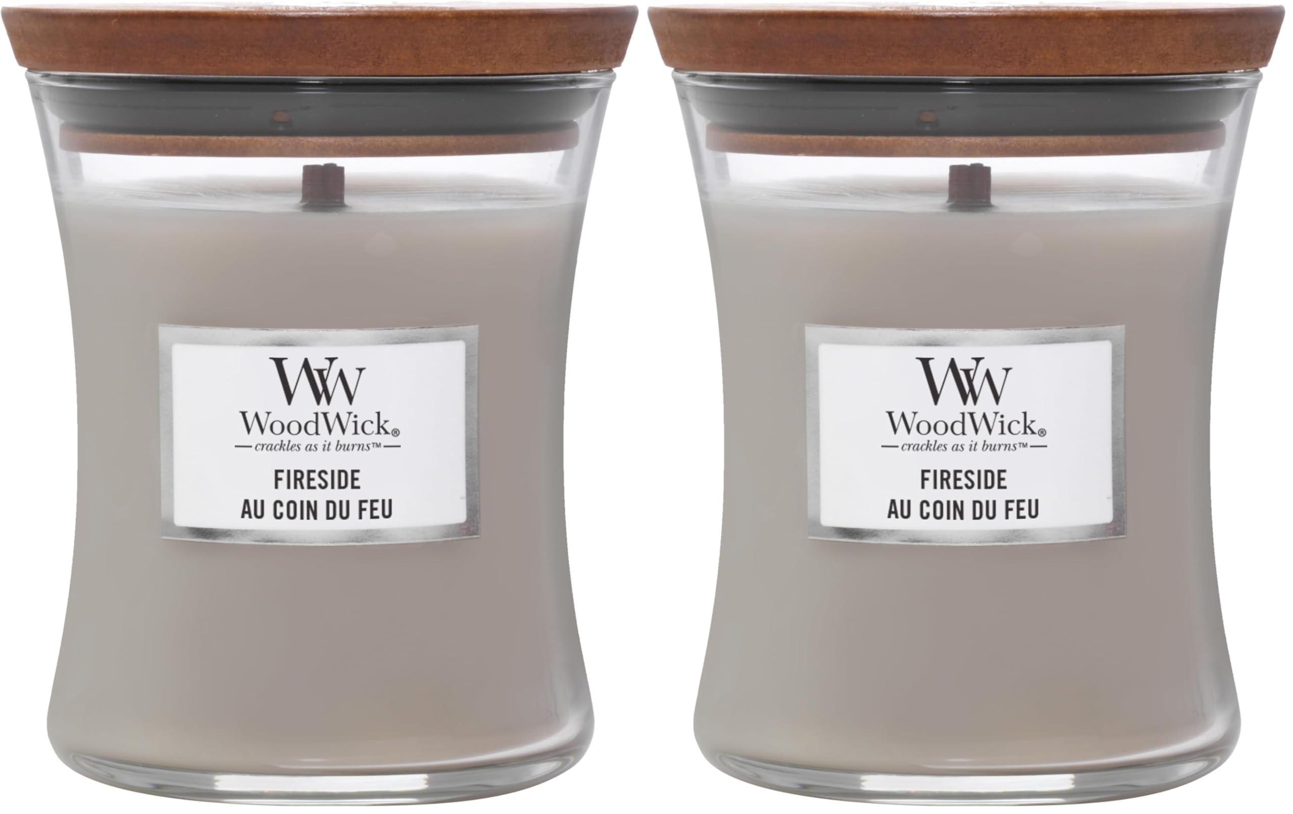 Bougie parfumée WoodWick moyenne lot de 2 cire longue combustion mèche en bois