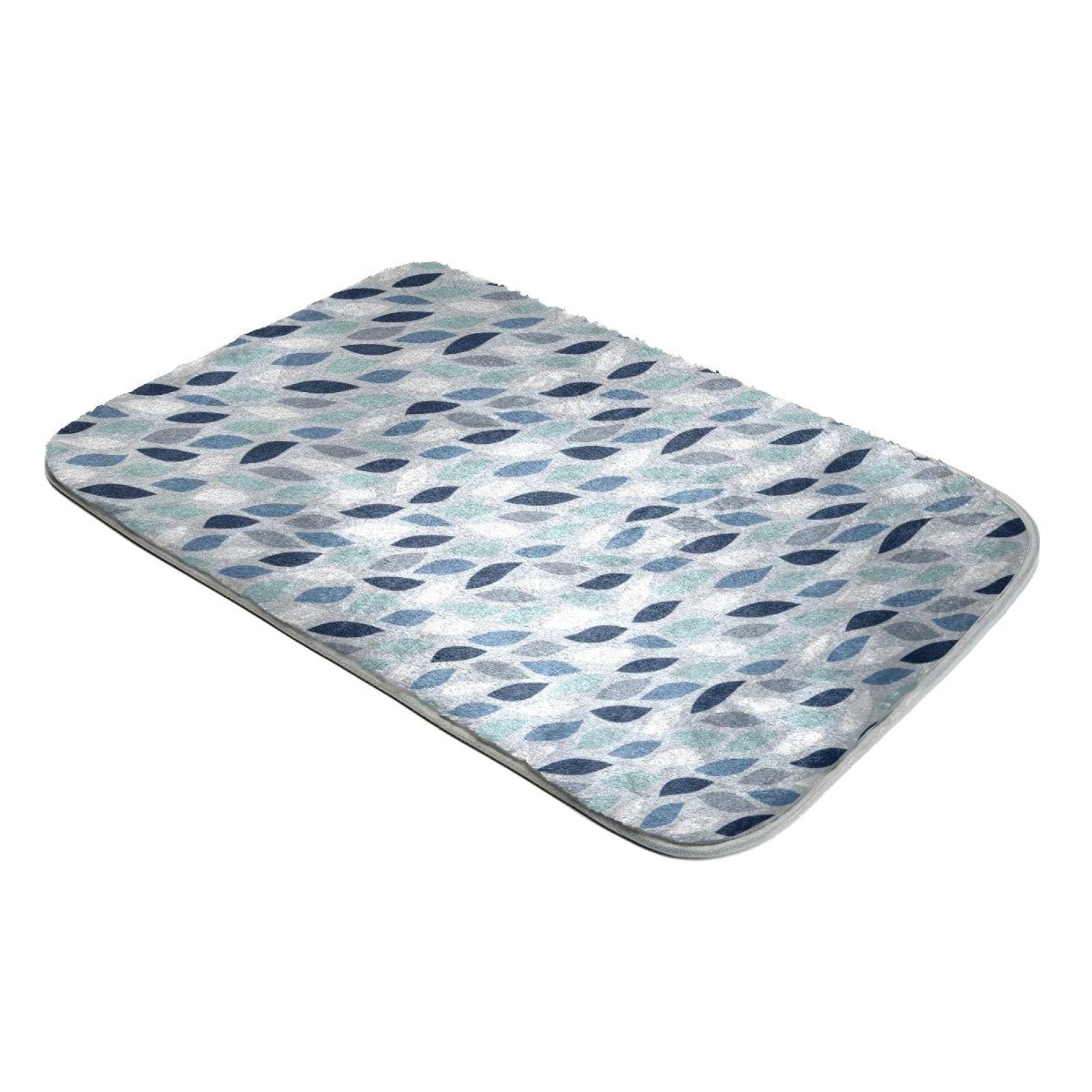 Tapis poils longs fausse fourrure pétales bleus pour salon cocooning