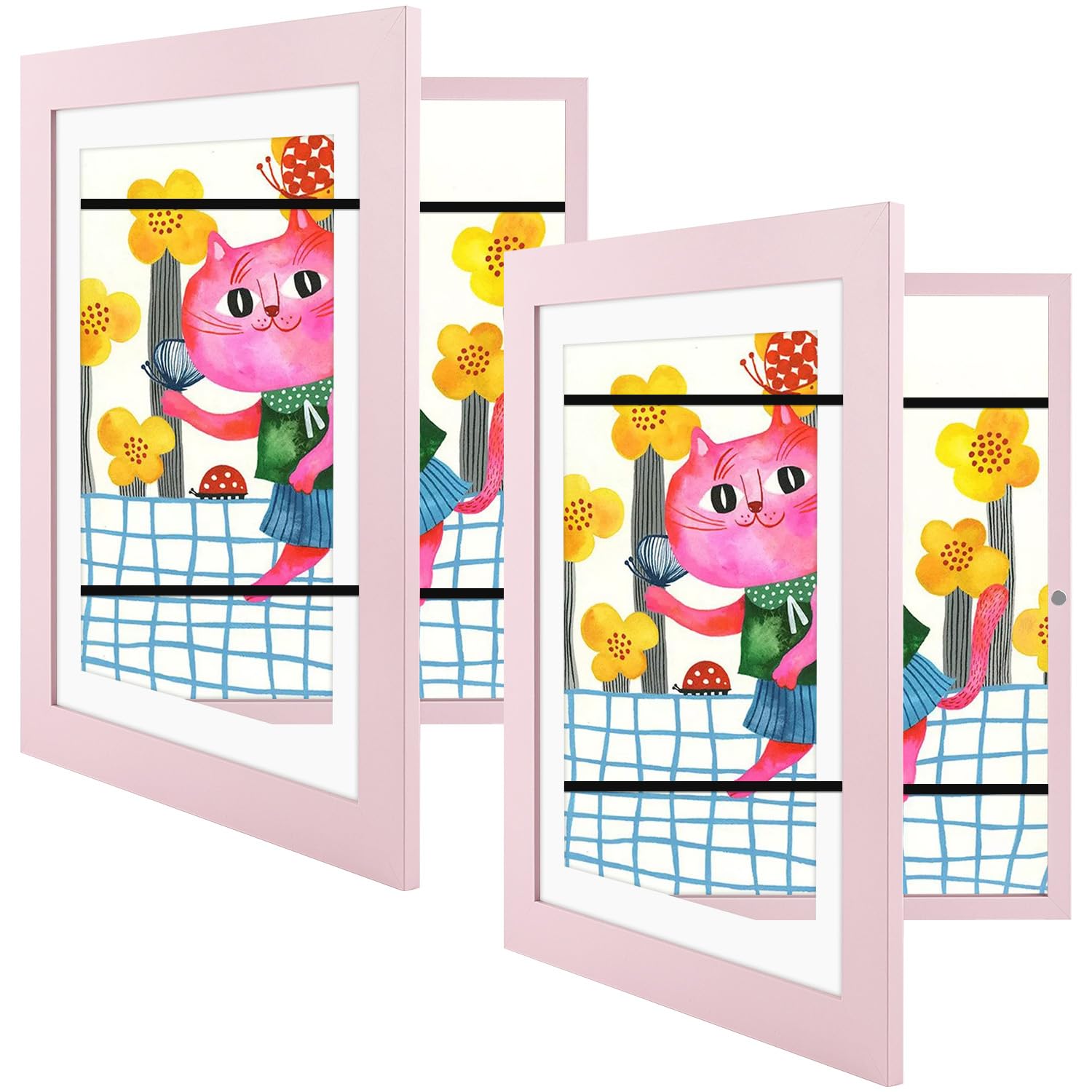 2 Pack 10x12.5 Front-Opening Kids Artwork Frames Changeable (Light Pink)