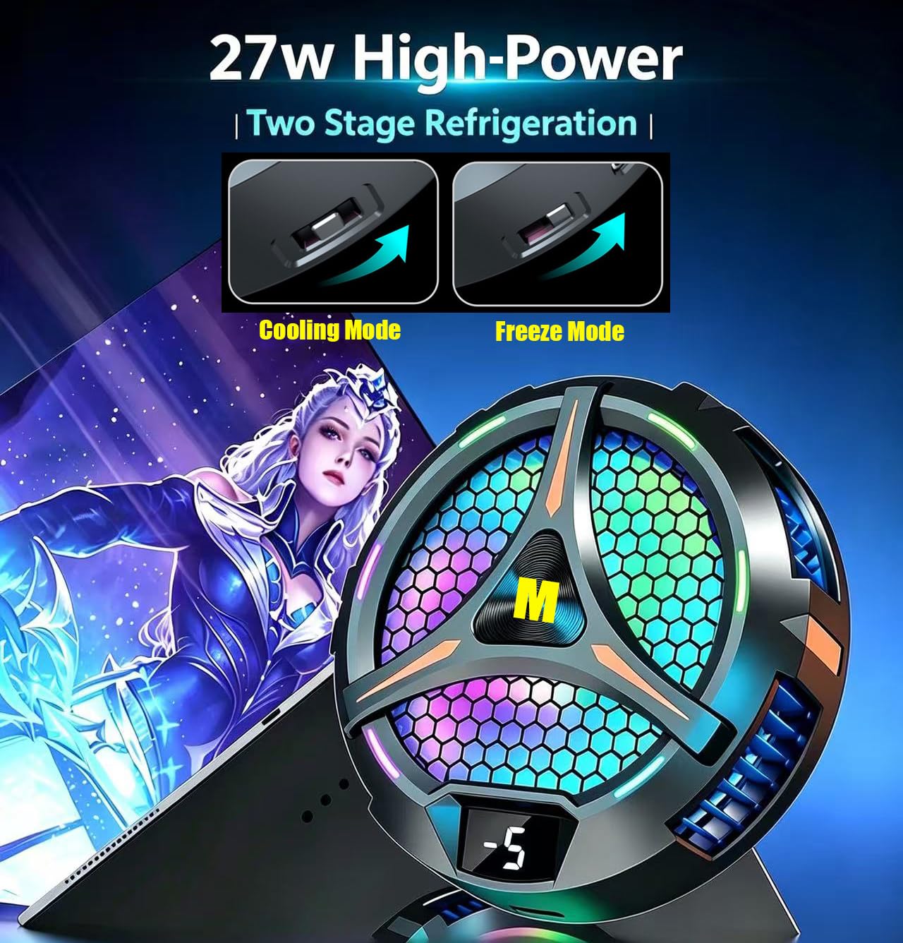 Refroidisseur magnétique pour tablette avec support et manette de jeu