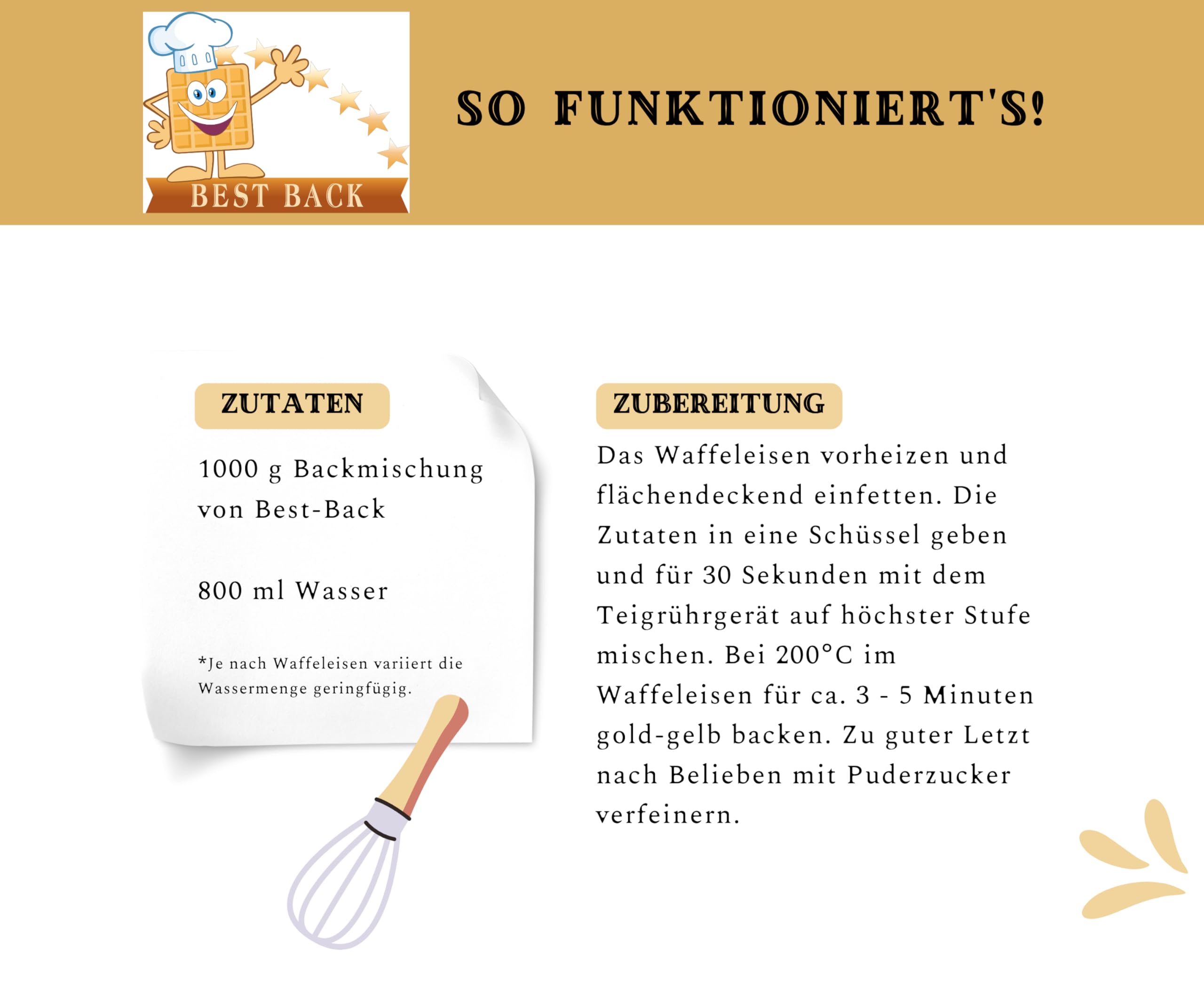 BEST BACK Premium Waffel Backmischung 5 kg, 5er Pack (1kg)