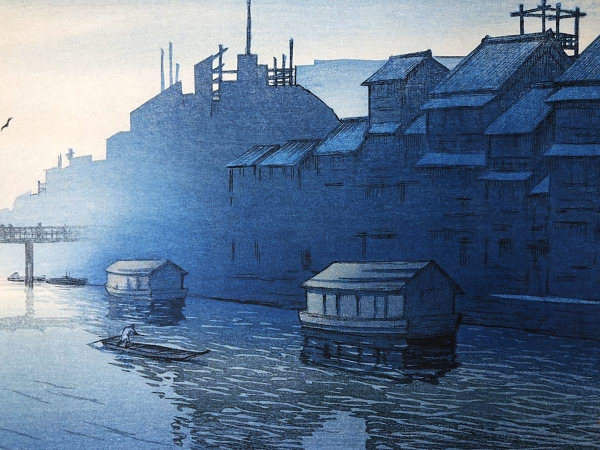 Amazon.co.jp: 川瀬巴水 木版画 旅みやげ第二集より 大阪 道頓堀