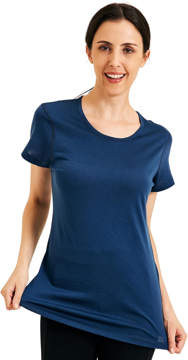 METARINO 100% Merino Wool T-Shirt Women,Short Sleeve Lightweight Crew Neck Base Layer Tee Shirt for Travel,Hiking - Image 2