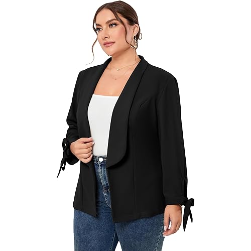ShopWonder Women's Plus Size Casual Loose Blazers Long Sleeve Open Front Work Office Jacket
