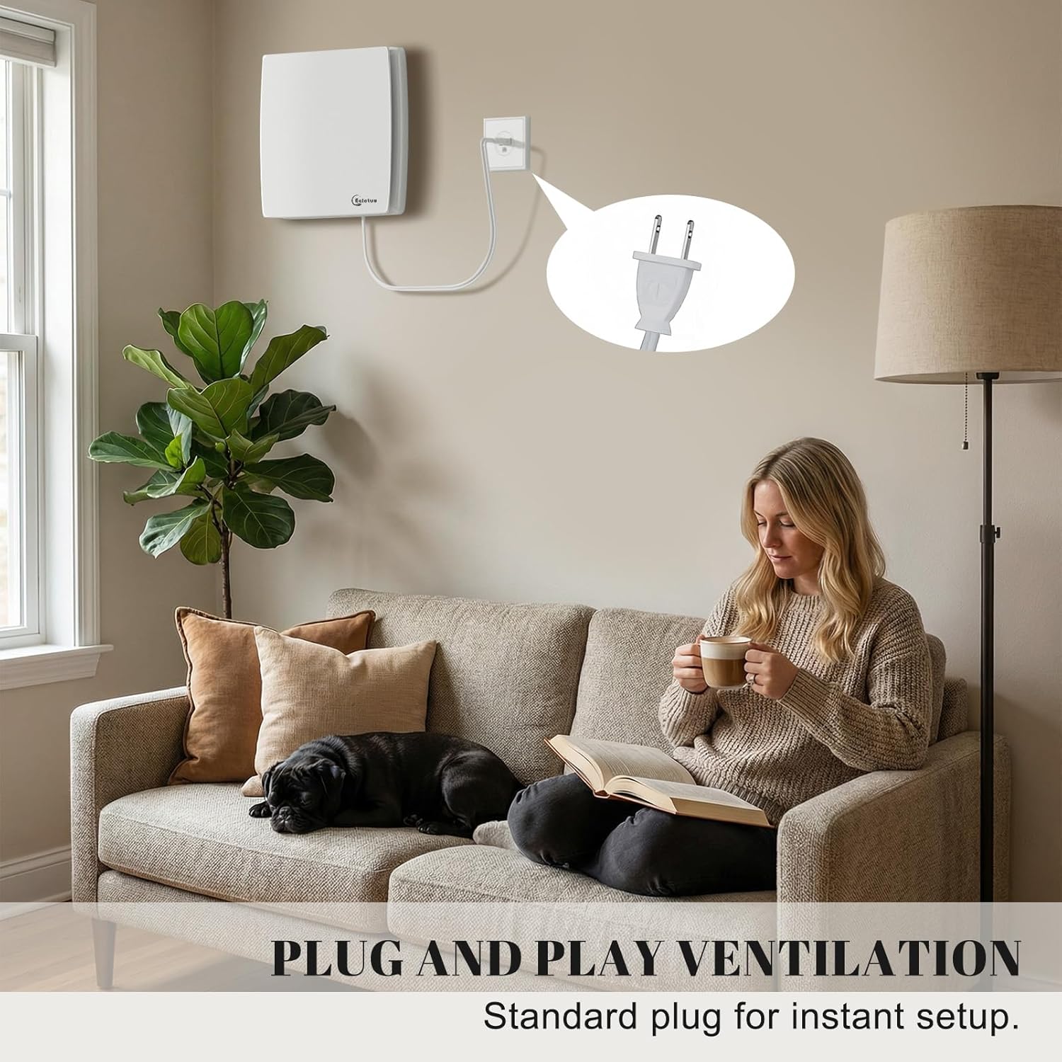 6'' Bathroom Exhaust Fan, Wall Mount Ventilation Fan, Plug and Play Window Vent Fan 141CFM，IPX4, 35dB Low Noise, 18W, 6 Inches Duct, air vent for Kitchen, Garage