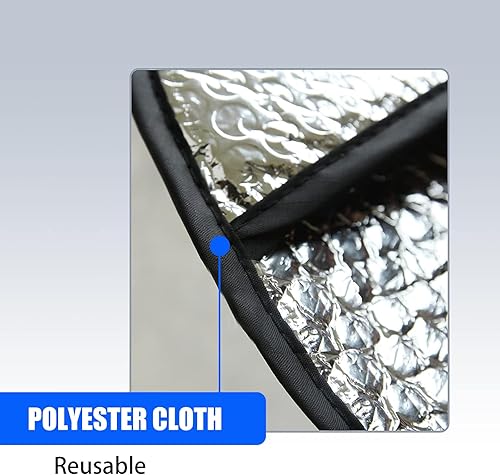 Miniatura 3 de 1 funda de película aluminizada para volante, parasol de tela de poliéster de 18.11 pulgadas, protección solar y escudo térmico, instalación sin