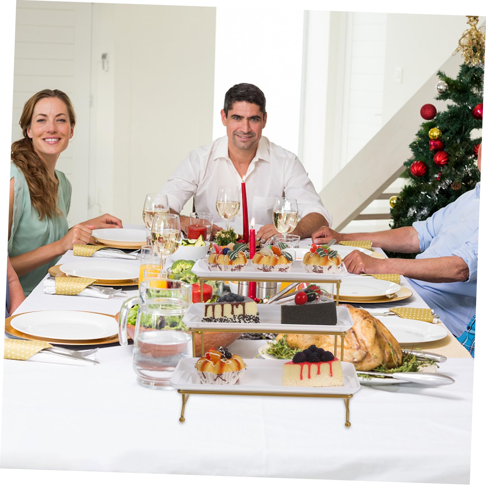 Alzata da dessert in metallo, a più livelli, per cupcake, frutta e pasticcini, elegante espositore per matrimoni, feste, buffet, vassoio da portata robusto per eventi