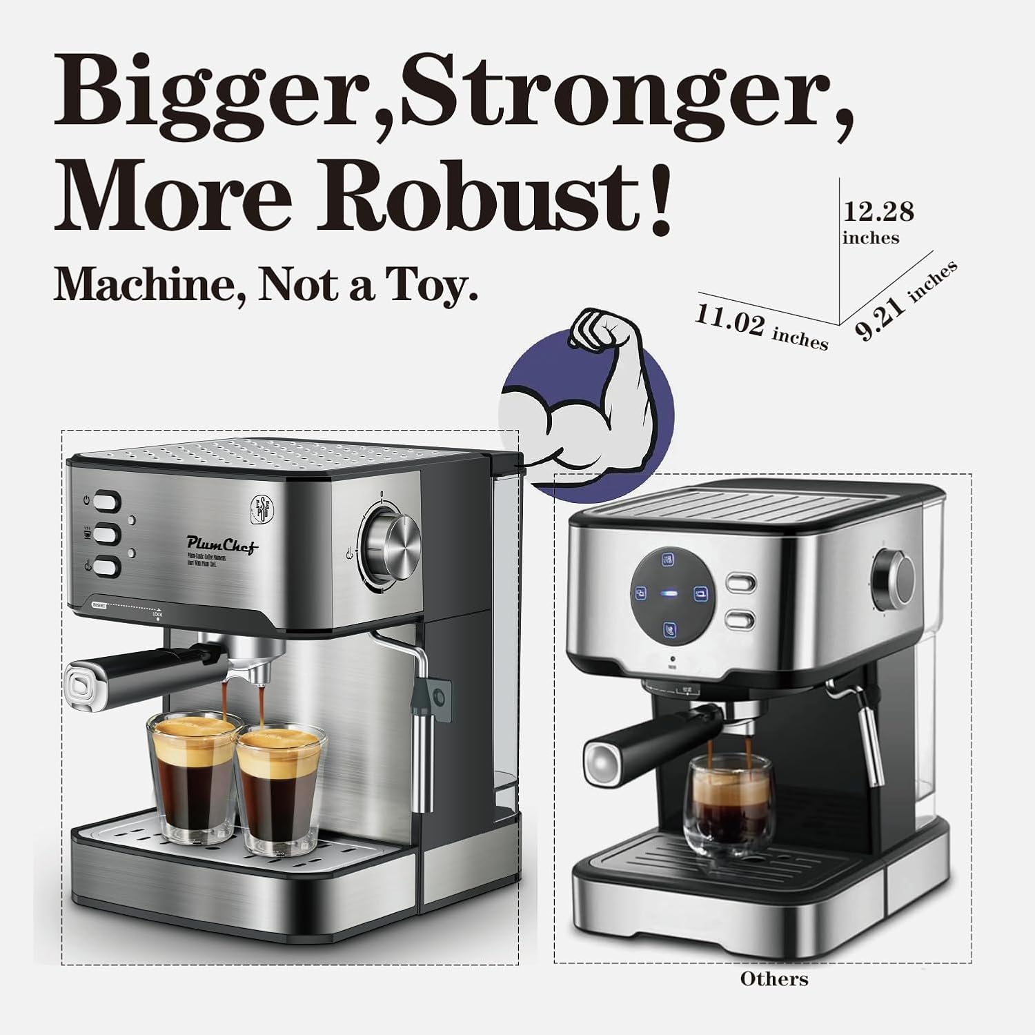 Espresso Machine 20 Bar Professional Compact Homehold Coffee Espresso Maker,Low Noise and Fast Coffee Machine for Latte Cappuccino, with Milk Frother Steam Wand 54oz Water Tank