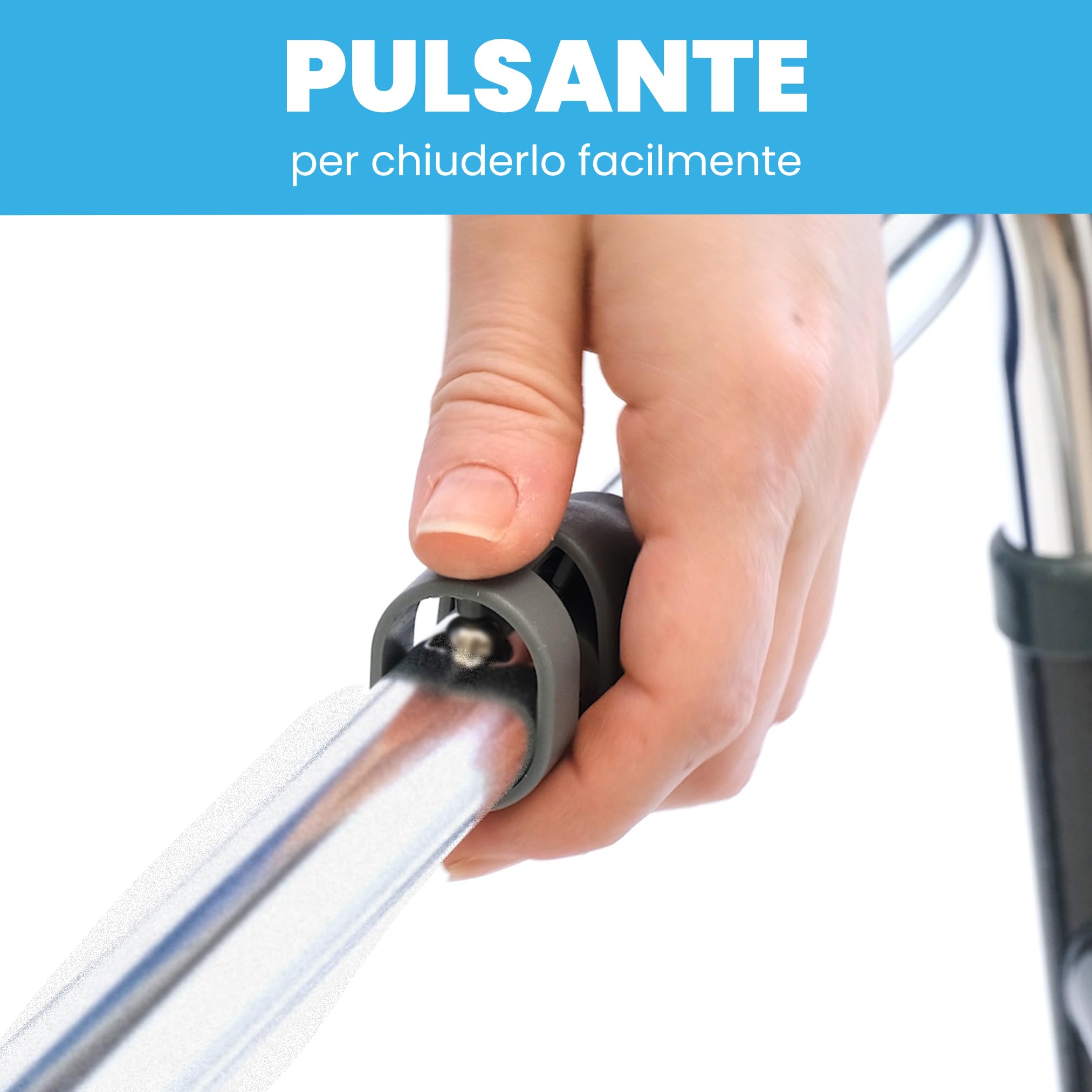 DEAMBULATORE IN ALLUMINIO PIEGHEVOLE 4 PUNTALI PER ANZIANI E DISABILI