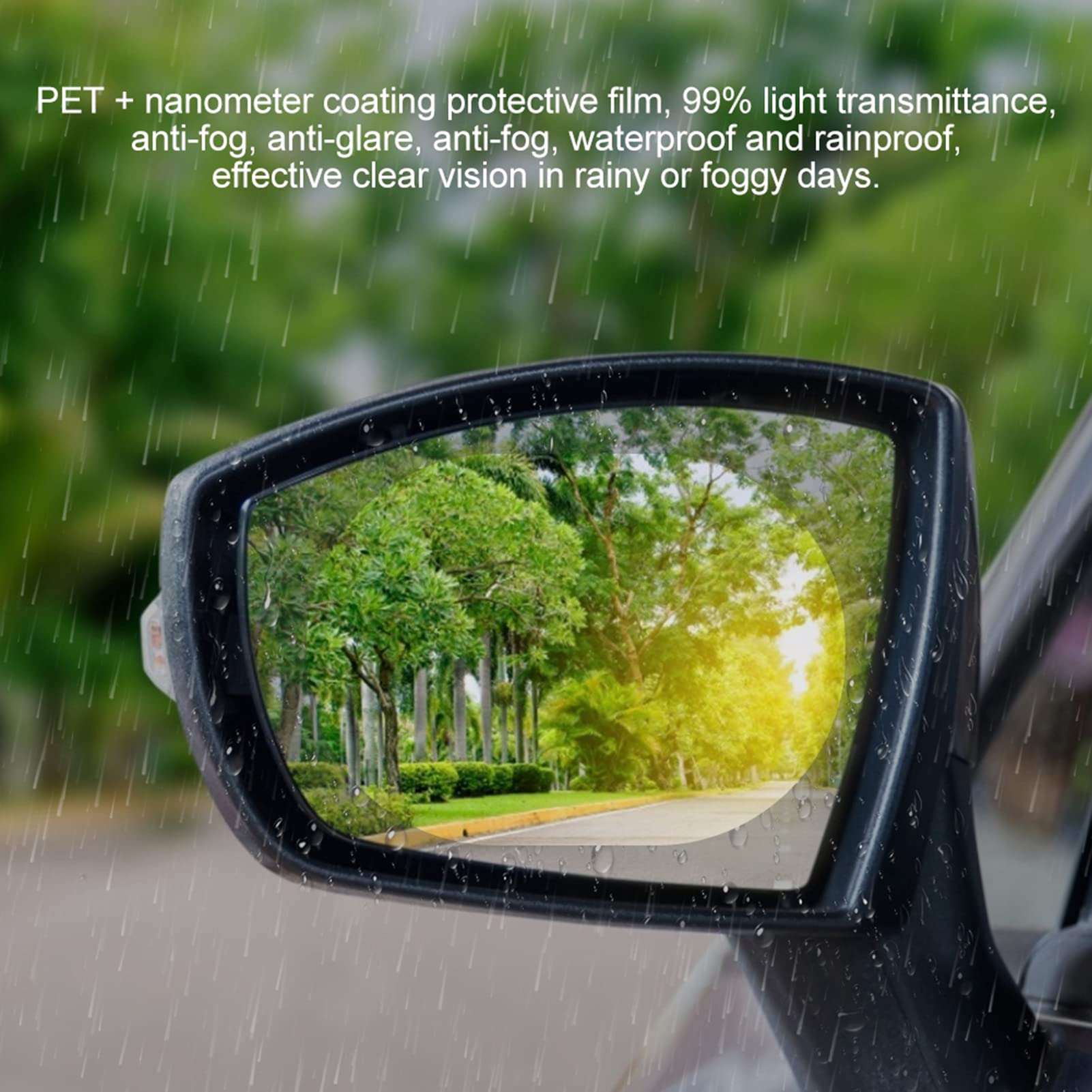 A prueba de lluvia Anti-vaho 100x145mm Espejo retrovisor protector de lluvia, Película de espejo exterior, para camiones Todos los remolques de coche con espejo retrovisor de tamaño estándar