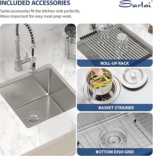 Miniatura 192 de Sarlai - Fregadero empotrado con barra, de 10 x 18 x 8 pulgadas, pequeño, de acero inoxidable, de calibre 16, simple, para RV Acero inoxidable,Negro