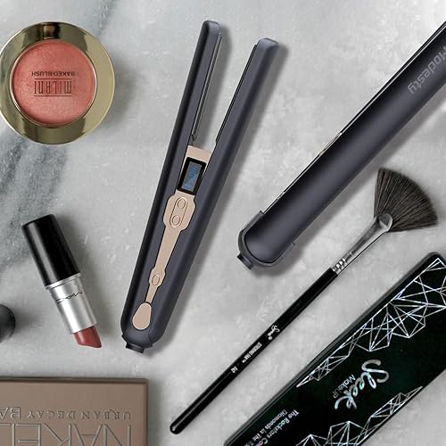 Miniatura 7 de Alisador y rizador de pelo inalámbrico 2 en 1, plancha plana de viaje inalámbrica, placa de titanio recargable, rizador portátil con batería grande