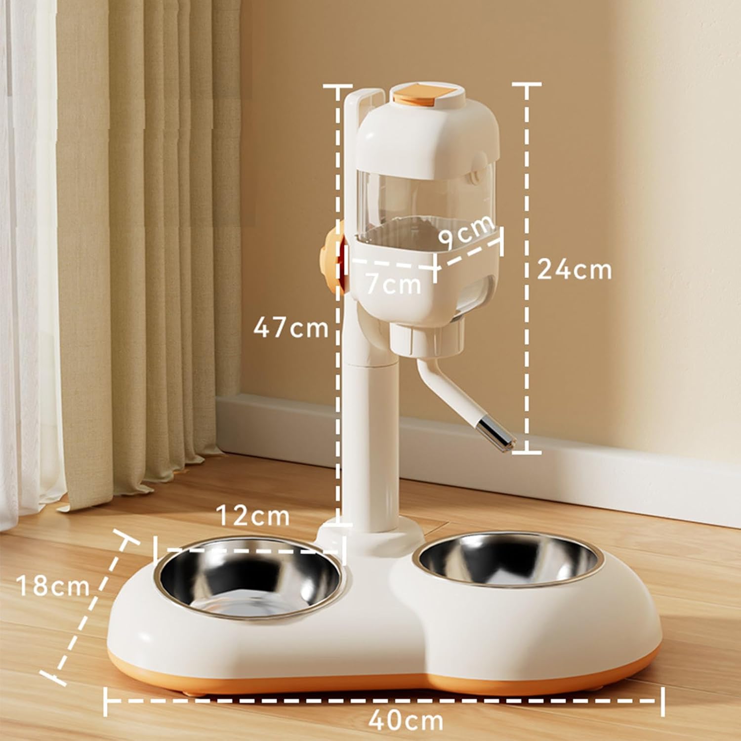 Dog Bowl Height Adjustable 2 in 1 Food Water Bowls Feeder Double Bowl Height Adjustable Raised Raised Large Sized