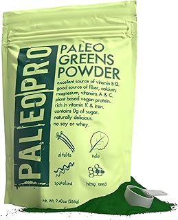 PaleoPro Paleo Greens Powder, Plant-Based Vegan Protein Powder, Vitamin B12, Keto Ingredients, Gluten-Free, Good Source of Fiber, Calcium, Magnesium, Vitamins A & C, Vitamin K & Iron, No Sugar, 9.4oz