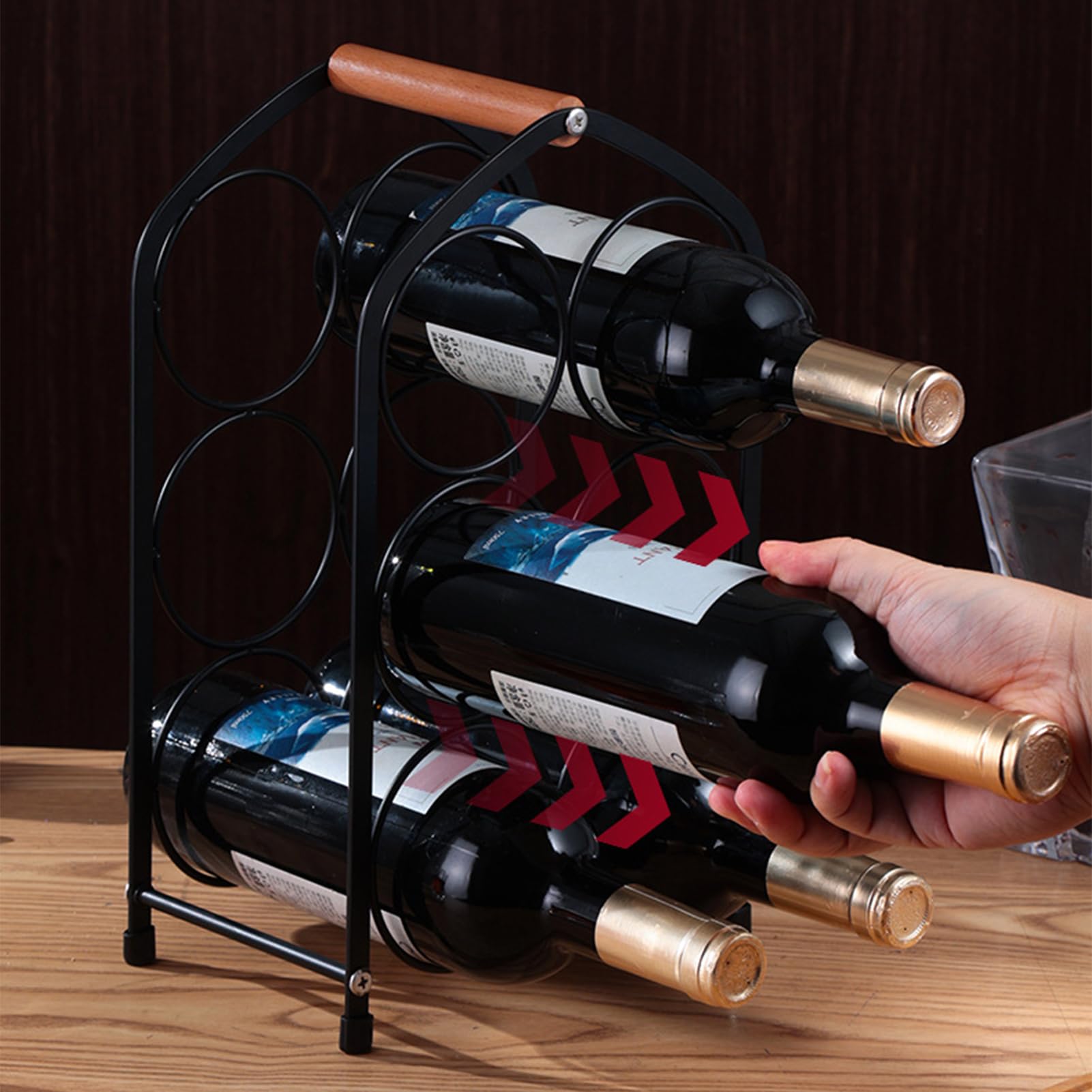 Weinregal Für 6 Flaschen Mit Halterung, 2 Stück Stapelbares Weinregal, Freistehendes Eisenweinregal, Geeignet Für Kühlschrank, Schrank Und Arbeitsplatte (A)
