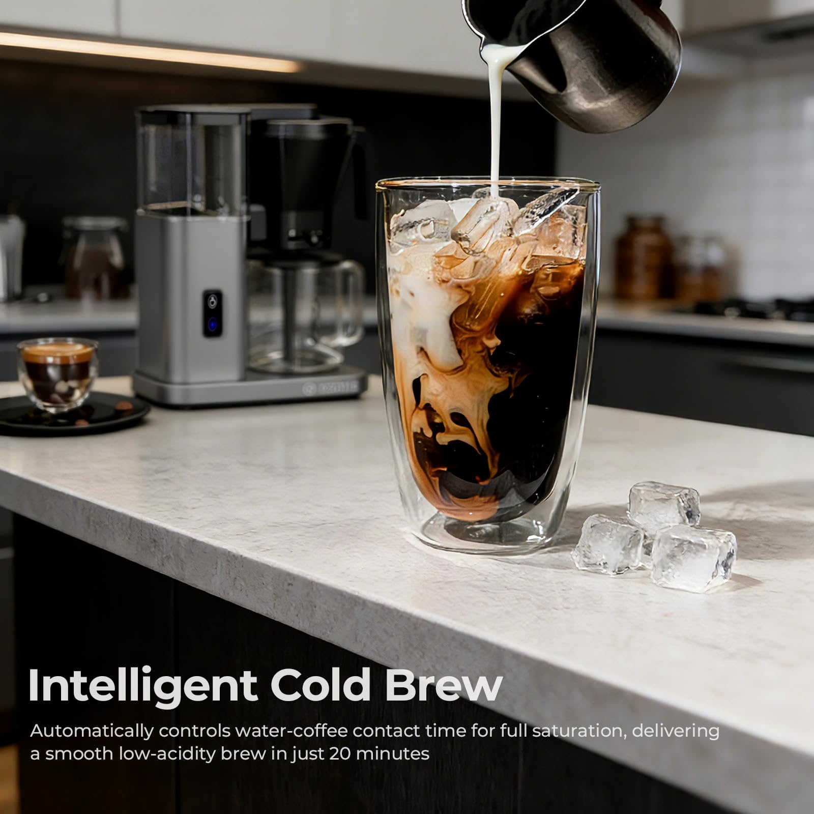 Kismile 8 Cup Drip Coffee Maker, SCA Certified Hot & Cold Brew Coffee Machine, Fast Heating to 197–205℉, 40 Min Keep Warm, Adjustable Flow Control, Easy to Clean