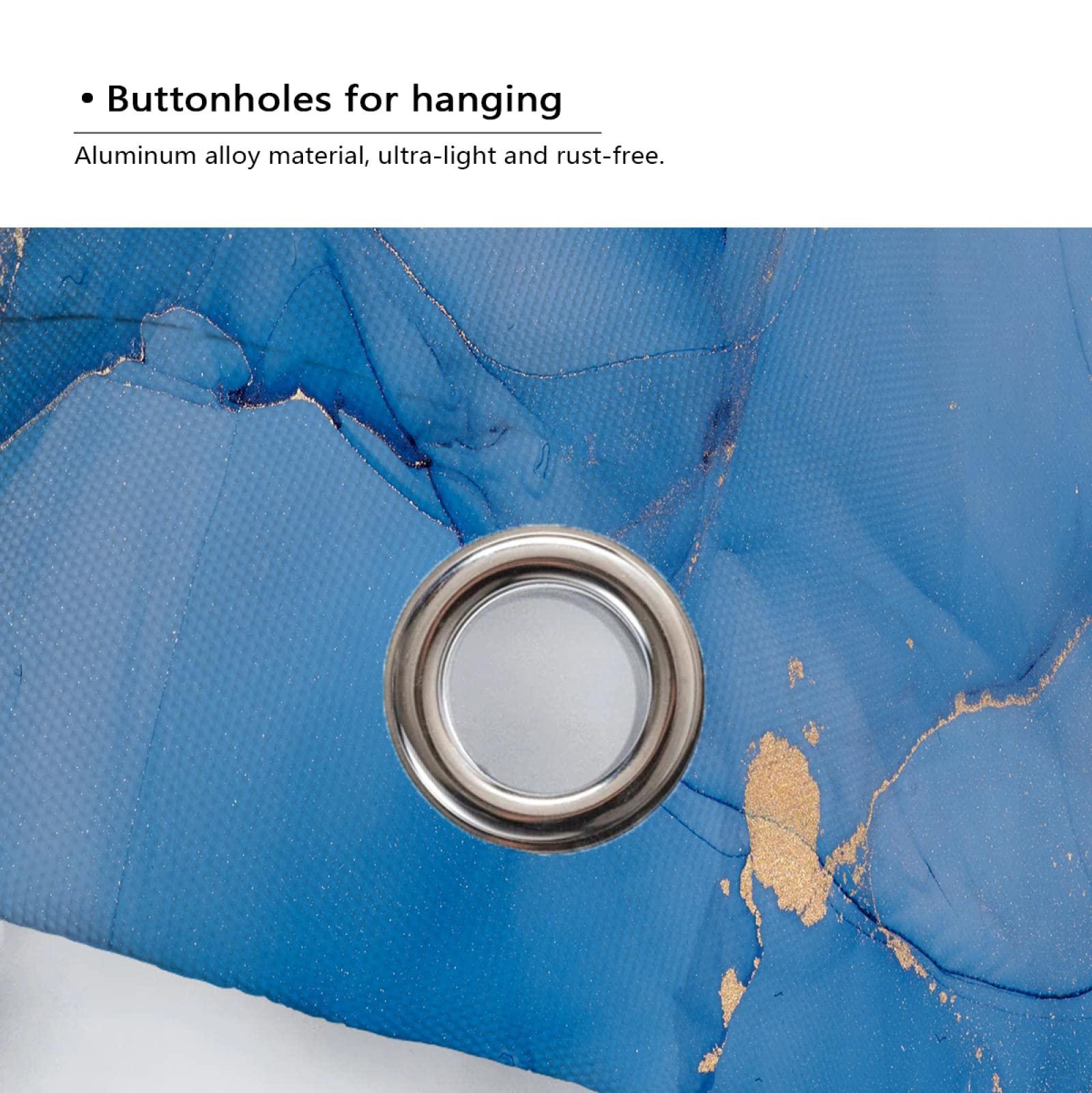 Cortina de Ducha de mármol Azul para baño Juego de decoración de Cortina de Ducha de Lujo Dorado con Ganchos Cortinas de bañera húmedas y secas separadas W200xL200cm