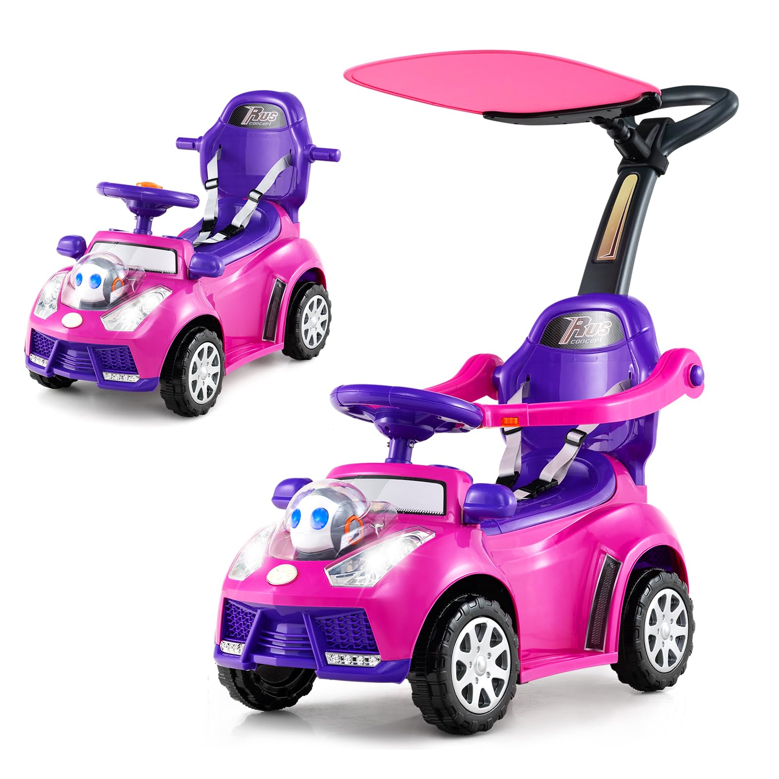 COSTWAY 3 en 1 Porteur Enfant sur Thème Robots avec Klaxon & Musique & Lumière, Voiture à Pousser Enfant avec Volant & Poignée, Canopy Réglable, Charge 25kg pour Enfants de 12-36 Mois COSTWAY 3 en 1 Porteur Enfant sur Thème Robots avec Klaxon & Musique & Lumière, Voiture à Pousser Enfant avec Volant & Poignée, Canopy Réglable, Charge 25kg pour Enfants de 12-36 Mois