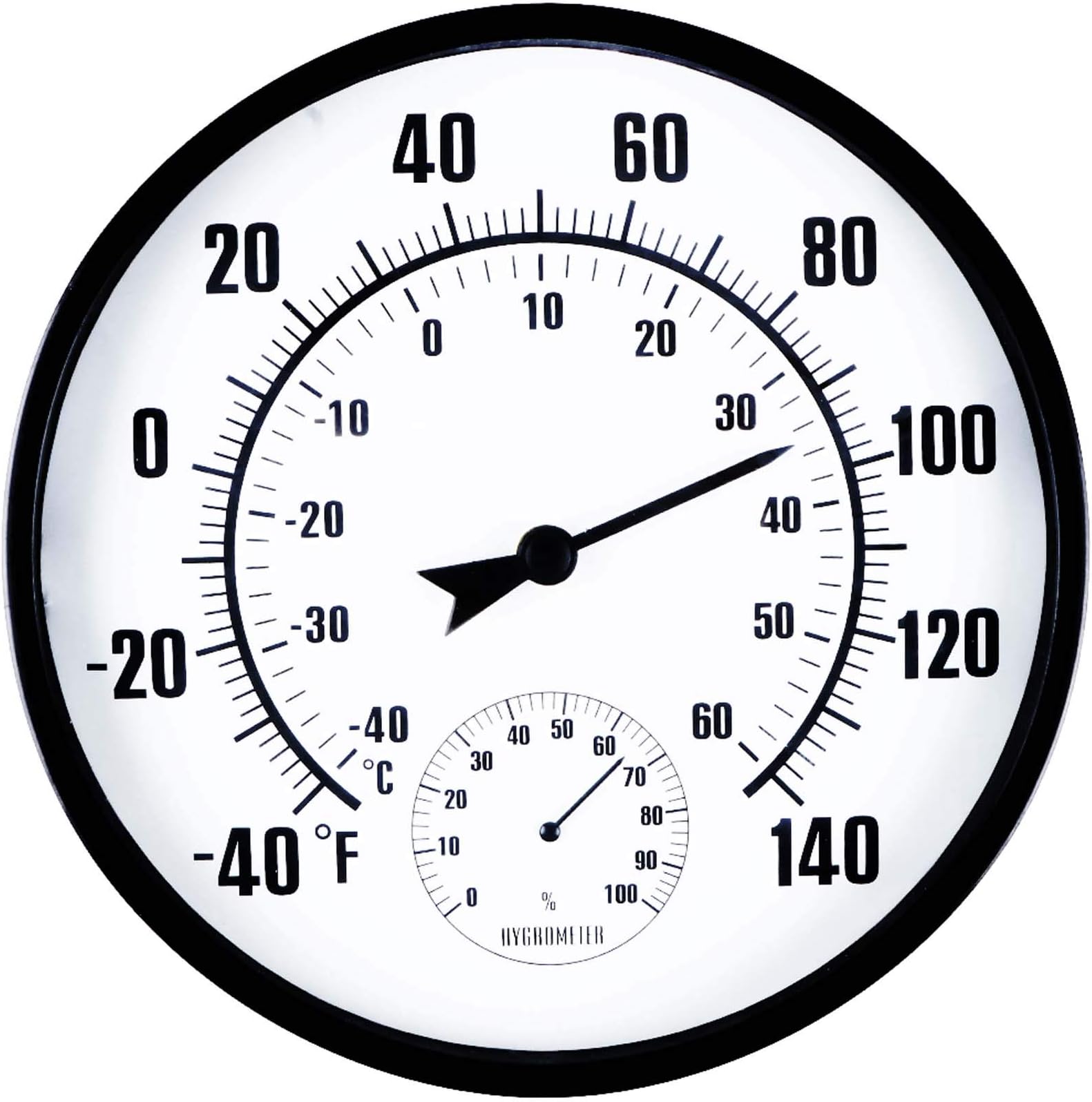 MUMTOP Indoor Outdoor Thermometer, 10 Inch Large Numbers Waterproof Wall Thermometer with Hygrometer for Patio Home Living Room Bedroom(Black)
