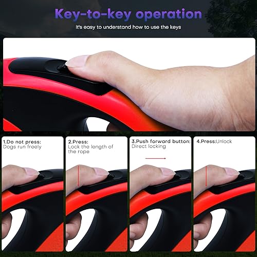 Miniatura 4 de Correa retráctil para perro con cable a prueba de mordidas, correa de perro resistente de 26 pies para perros medianos y grandes de hasta 110