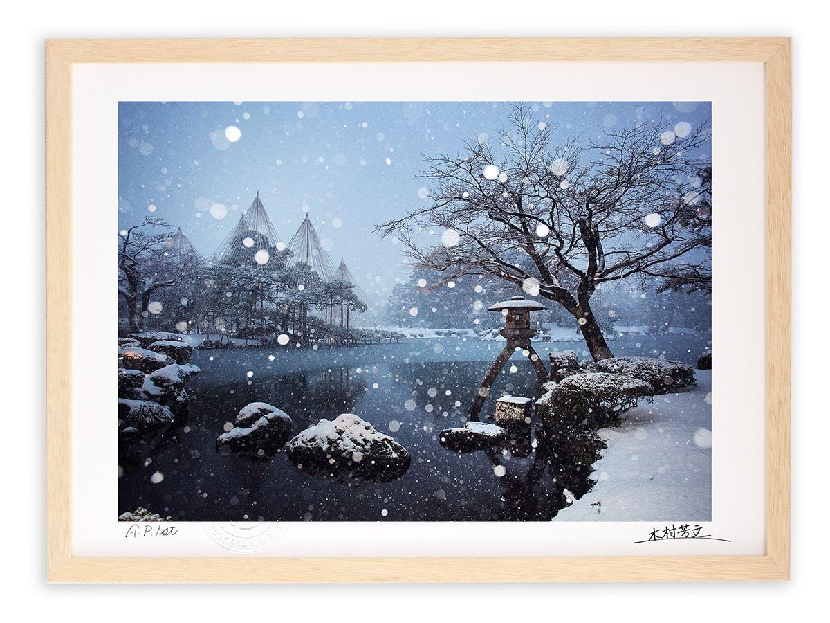 Amazon.co.jp: 絵画 石川県 金沢市 兼六園夜景 アートパネル ポスター