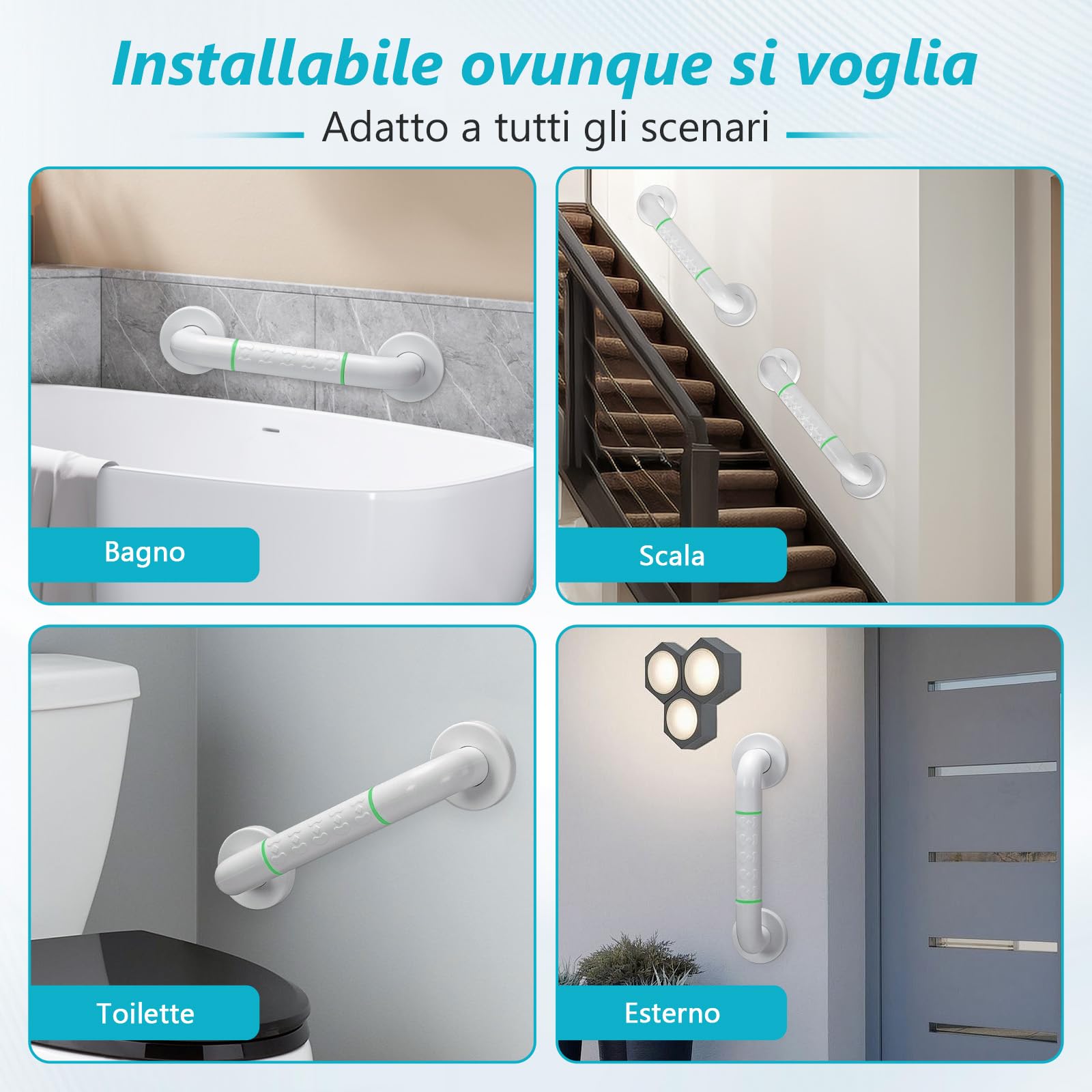 2pcs in acciaio inox bagno Grab Bar 30cm Maniglione Doccia - Maniglione Bagno per Disabili Anziani e Bambini