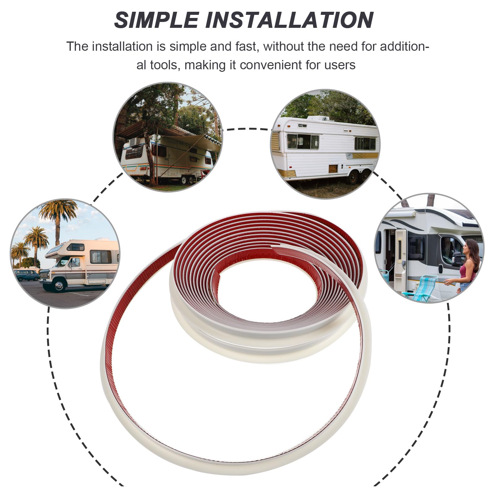 Alipis Canalón de Lluvia de PVC Protector y Versátil en Forma de J Flexible, Blanco Adecuado para Desviar Agua para Techo de Autocaravana en Exteriores