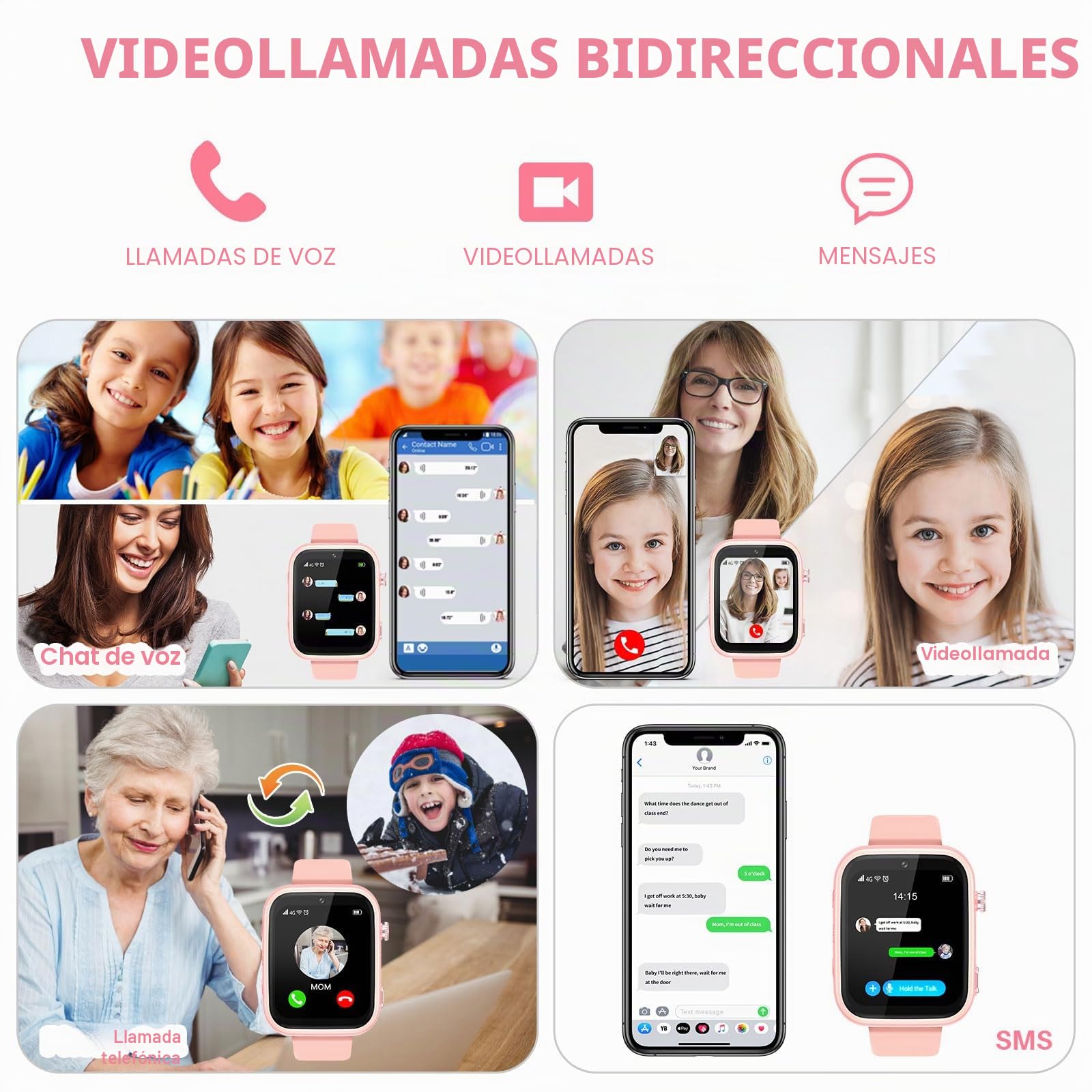 OKYUK Reloj Inteligente T45 4G Rastreador GPS, Videollamada, Mensajes, Modo Escolar, Función SOS