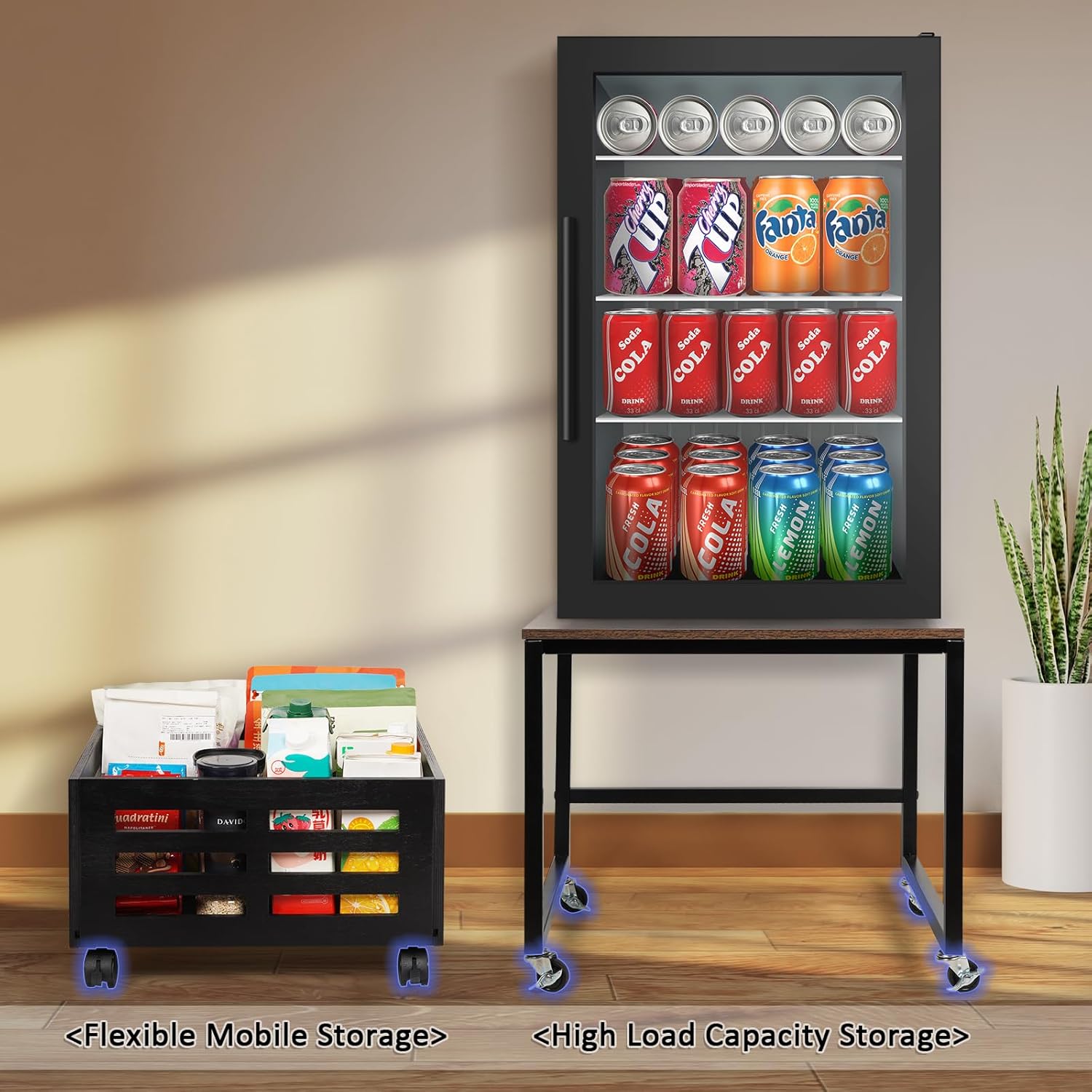 Mini-fridge Stand with Mobile Storage