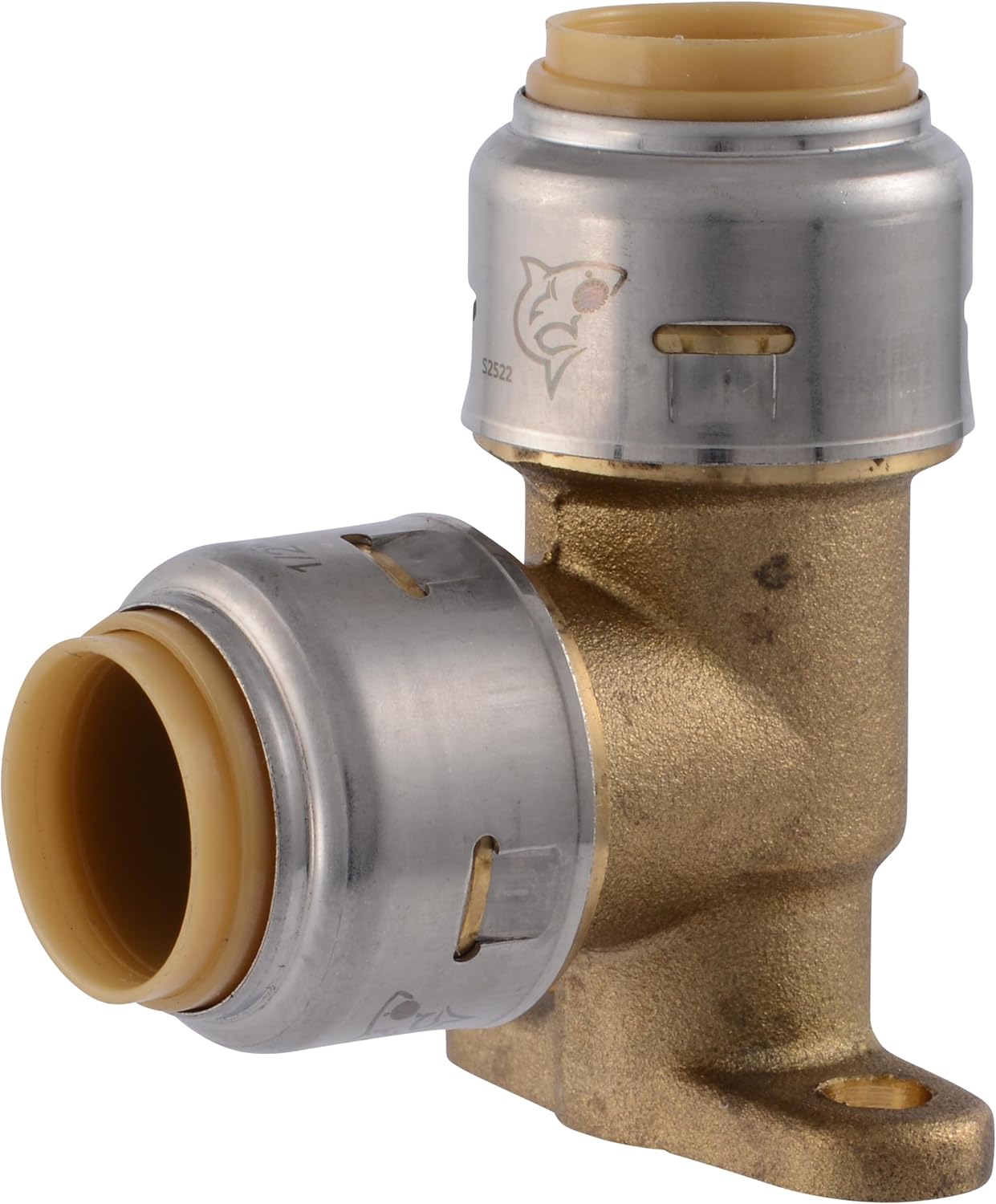SharkBite Max 1/2 Inch 90 Degree Drop Ear Elbow, Push to Connect Brass Plumbing Fitting, PEX Pipe, Copper, CPVC, PE-RT, HDPE, UR249A