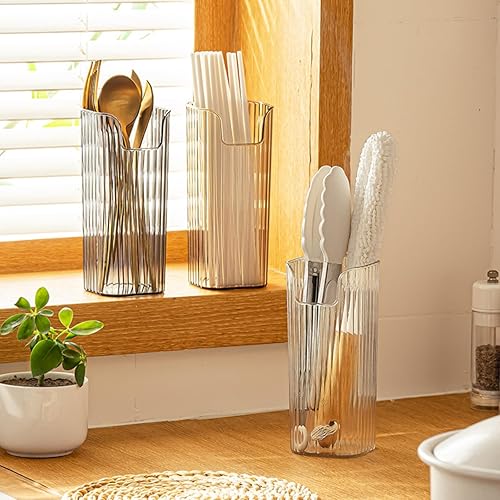 Miniatura 4 de SUNFICON Paquete de 3 soportes adhesivos para utensilios de cocina, soportes adhesivos para cubiertos montados en la pared, gabinetes de cocina,