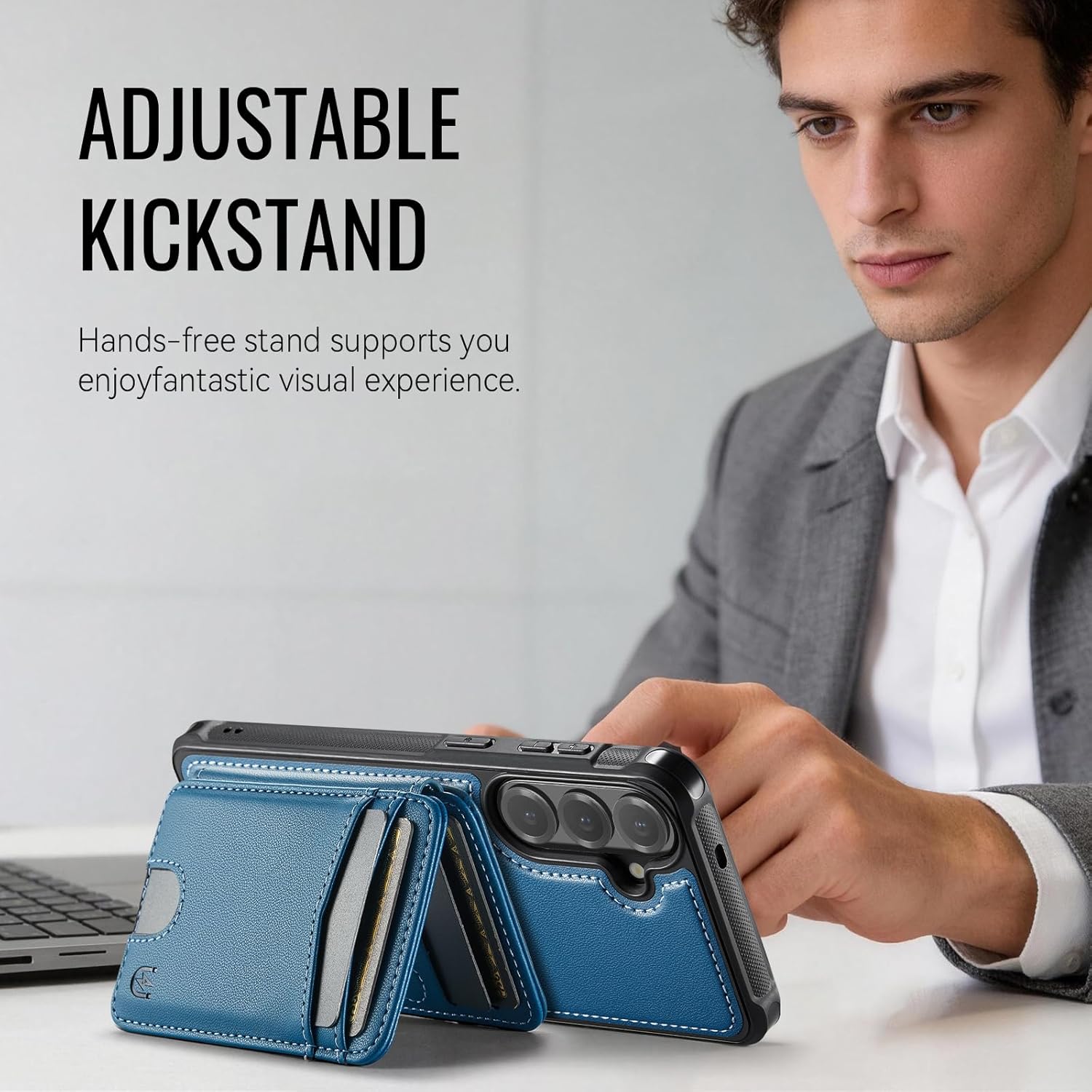 for Samsung Galaxy S26 Plus Case Wallet Compatible with Magsafe, RFID Blocking Magnetic Card Holder 2 in 1 Detachable Kickstand Shockproof Phone Case for Galaxy S26 Plus 6.7" Blue