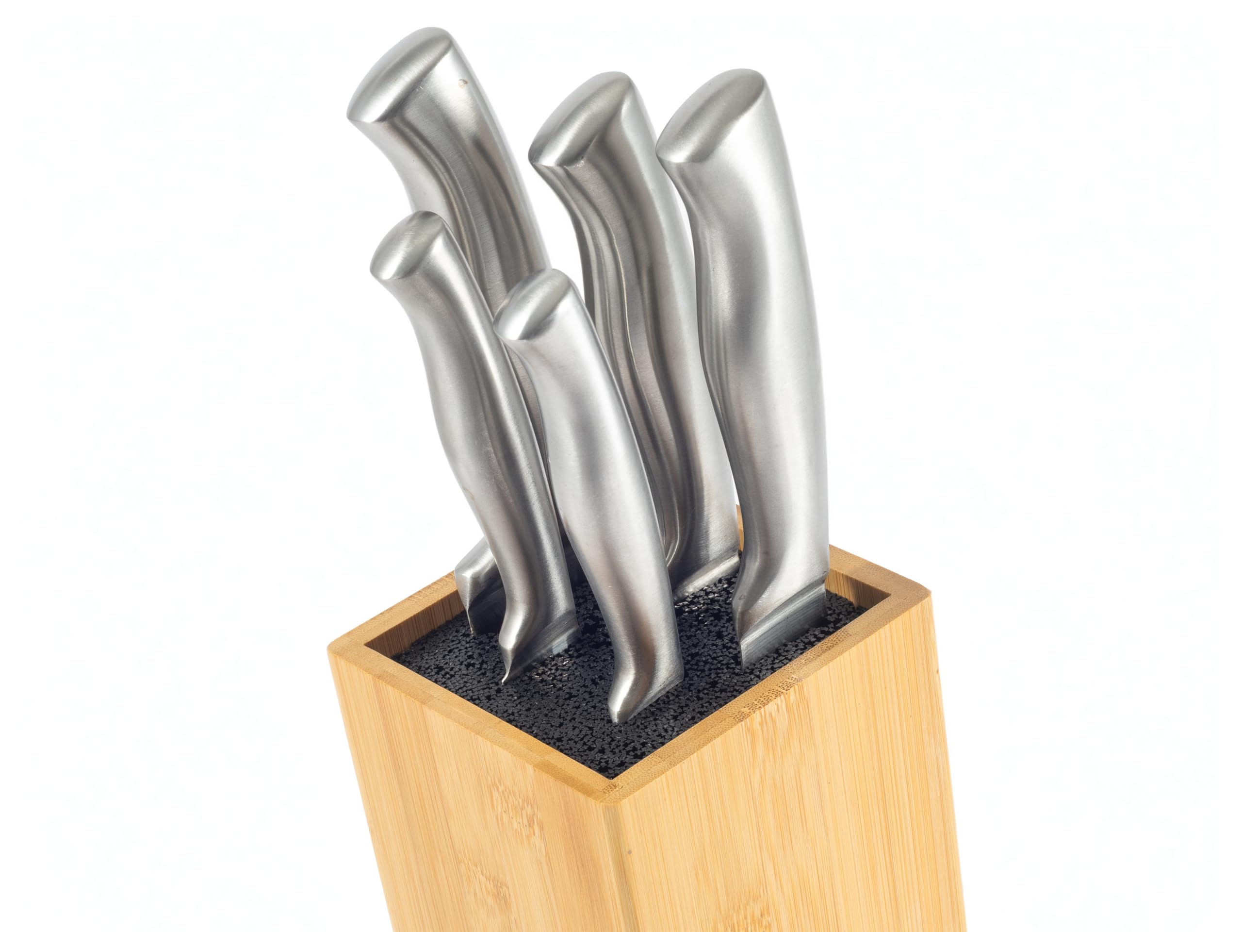 Hanseküche Bloc à couteaux - Porte-couteaux sans couteau - Planche à couteaux en bois (bambou, marron, carré, incliné, un compartiment)