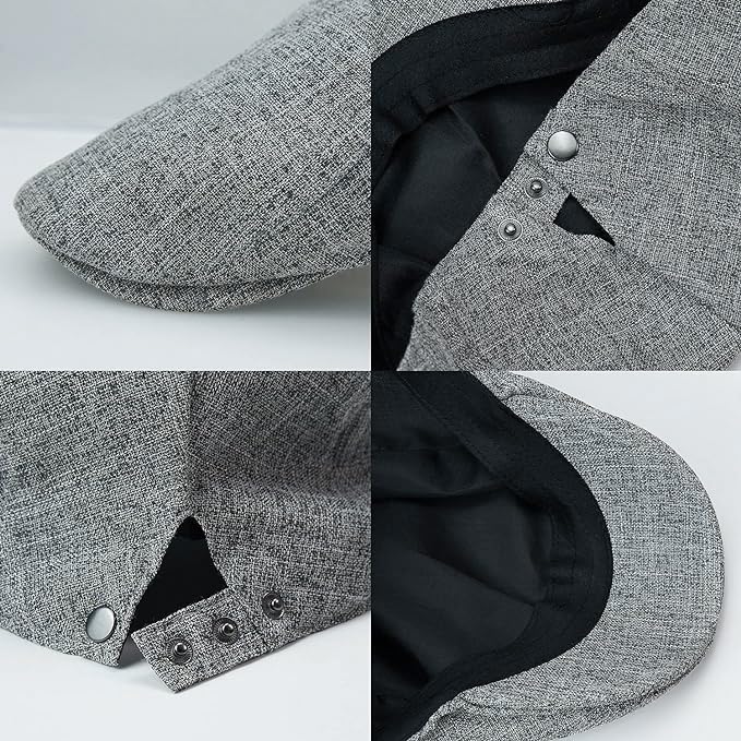 Image of Men's Cotton-Hemp Blend Newsboy Cap - Lightweight Summer Flat Cap for Driving & Outdoor Style