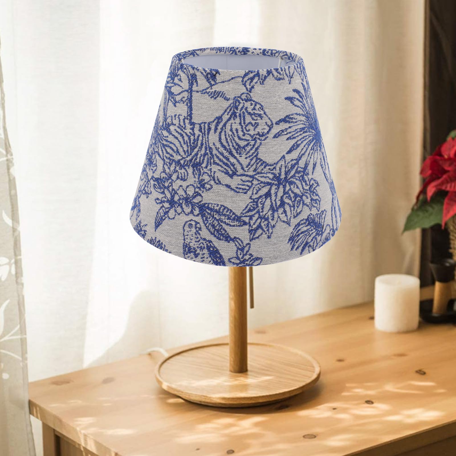 Hierro Pantalla E27/e14 de Tela Soporte de Azul Lámpara